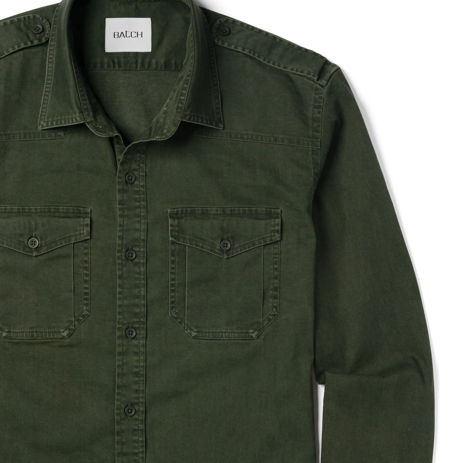 Austin Utility Shirt – Dark Green Cotton Twill - Image 3