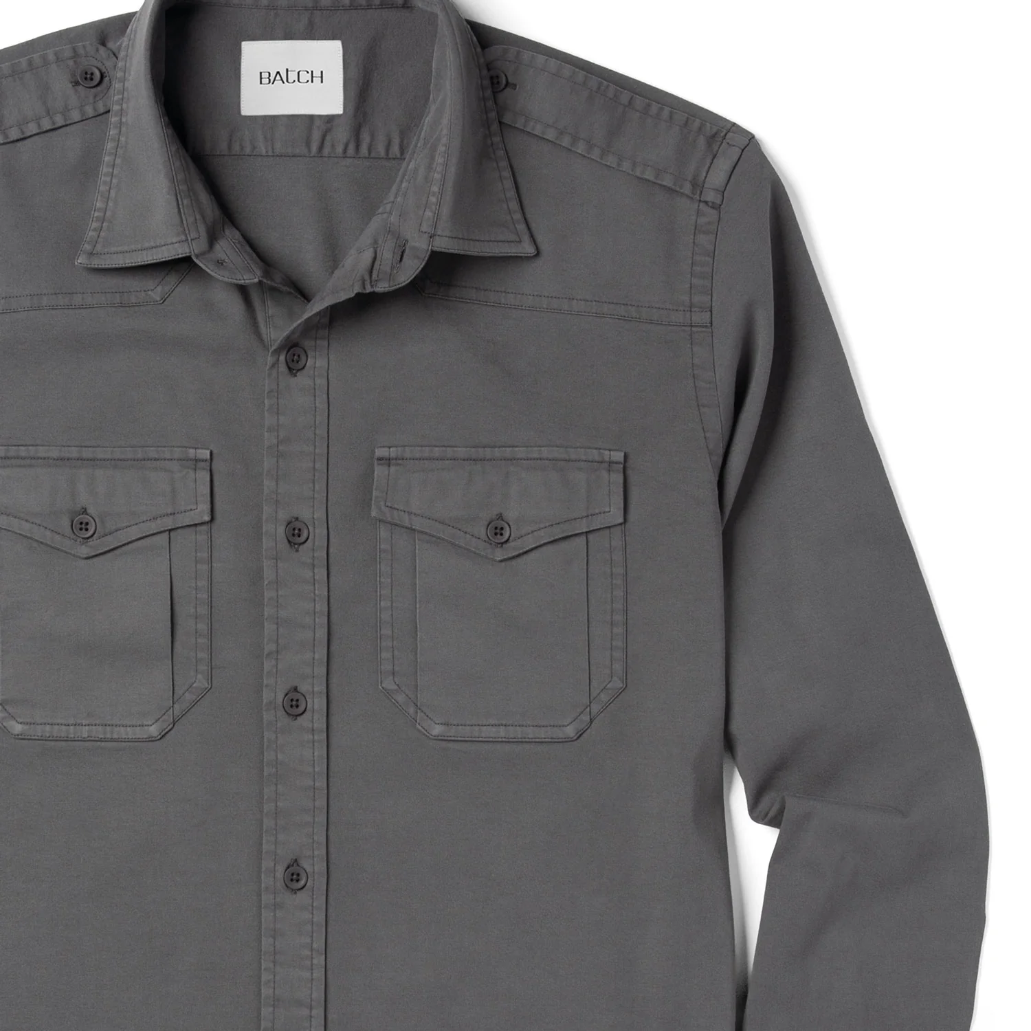 Austin Utility Shirt – Slate Gray Cotton Twill - Image 3