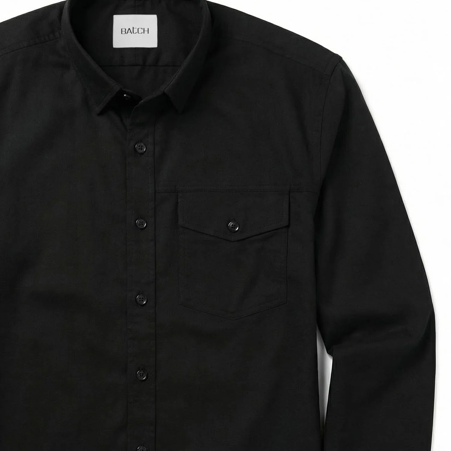 Author Casual Shirt – Jet Black Cotton Twill - Image 3