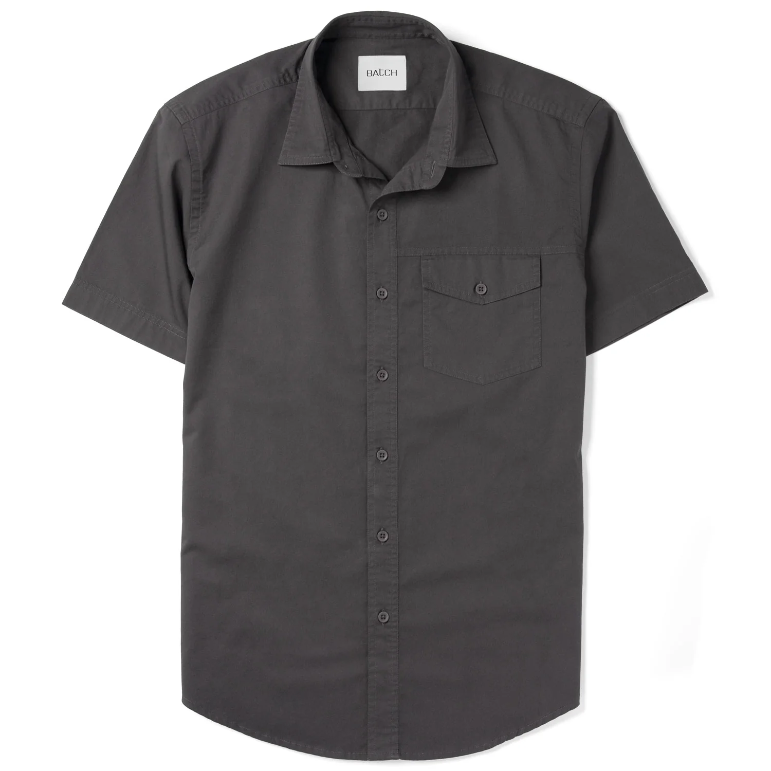 Author Short Sleeve Casual Shirt – Dark Gray Cotton Twill - Image 2