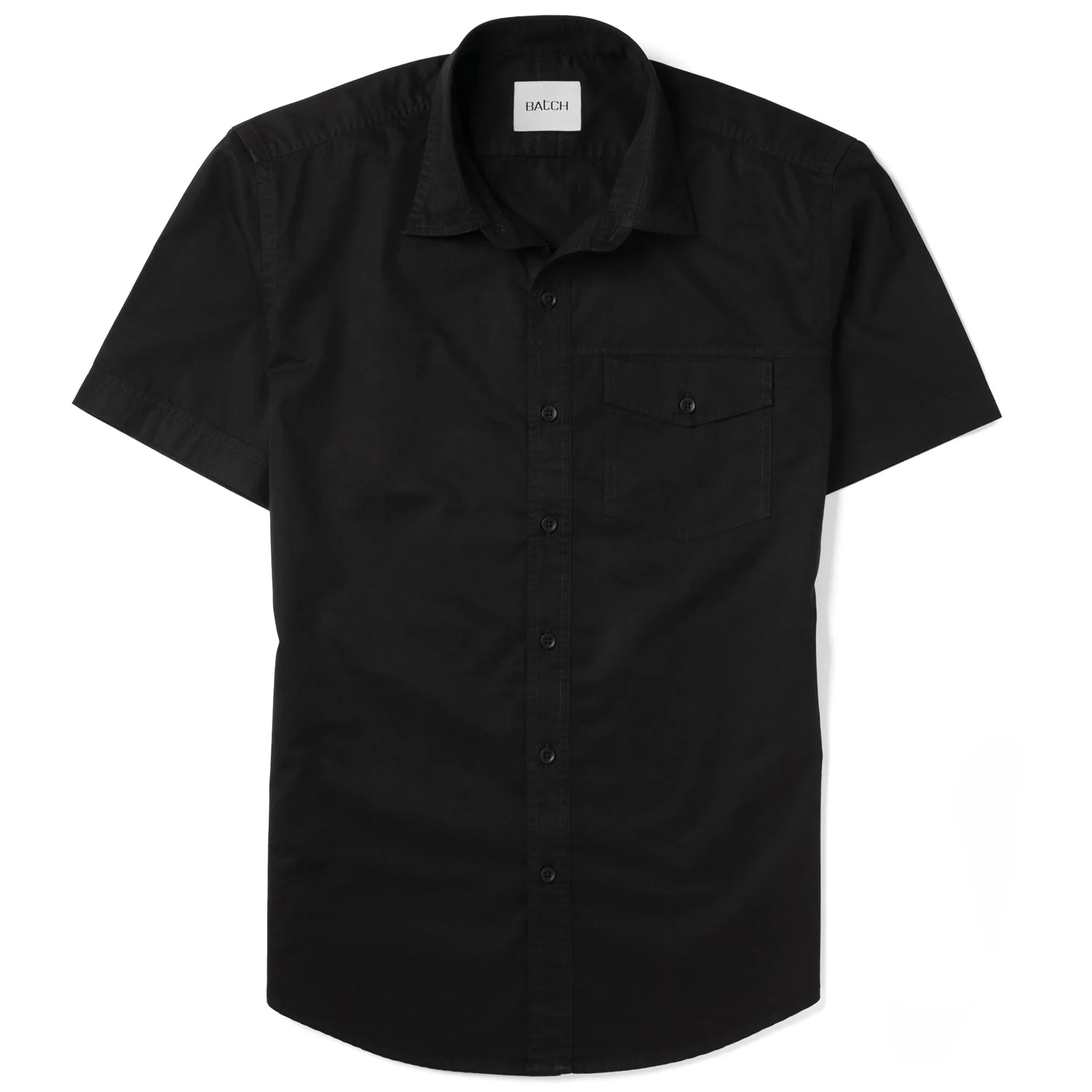 Author Short Sleeve Casual Shirt – Jet Black Cotton Twill - Image 2