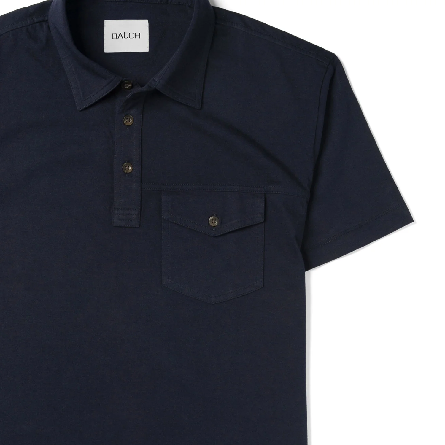 Author Short Sleeve Polo Shirt – Dark Navy Cotton Jersey - Image 3