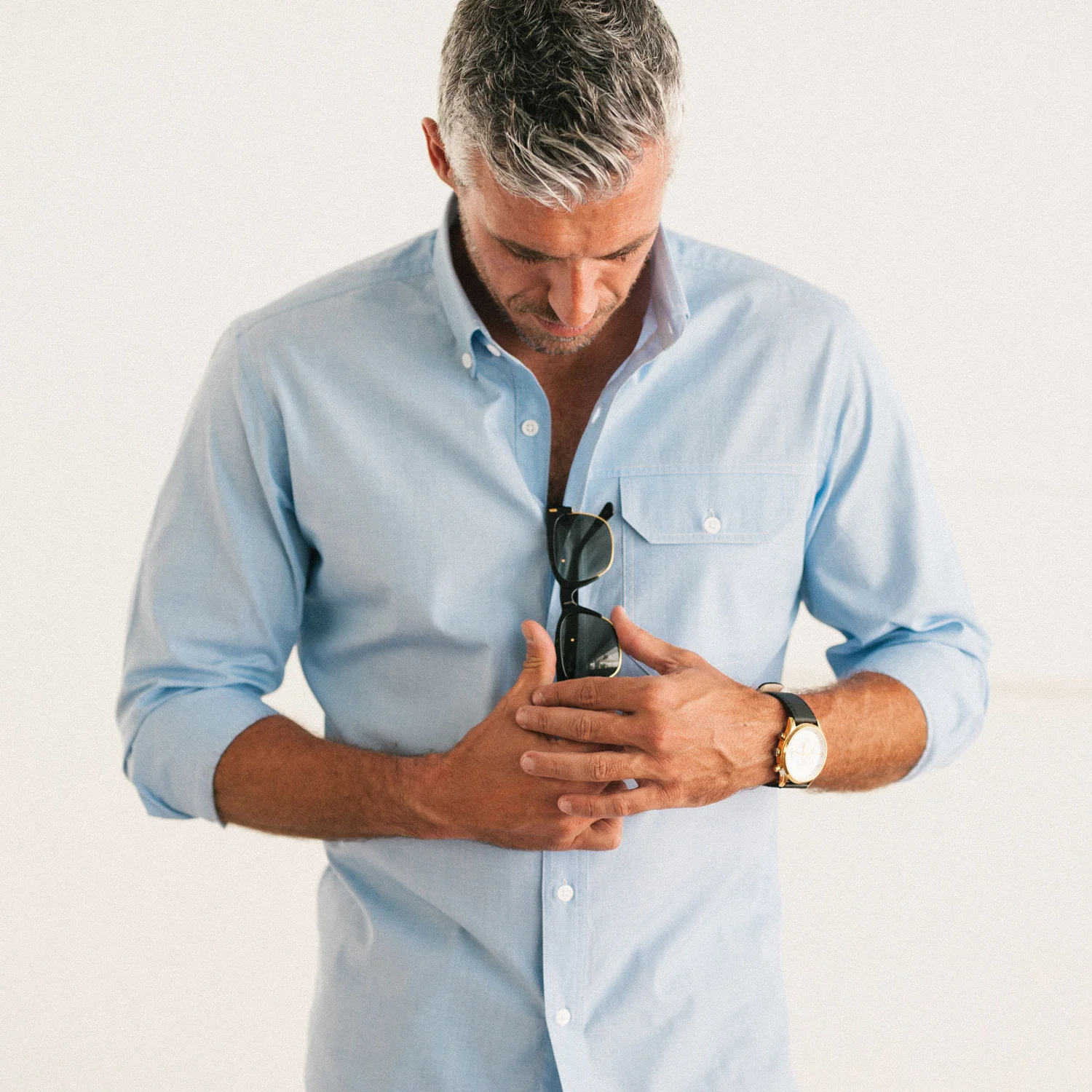 Builder Casual Shirt – Clean Blue Cotton End-on-end - Image 6