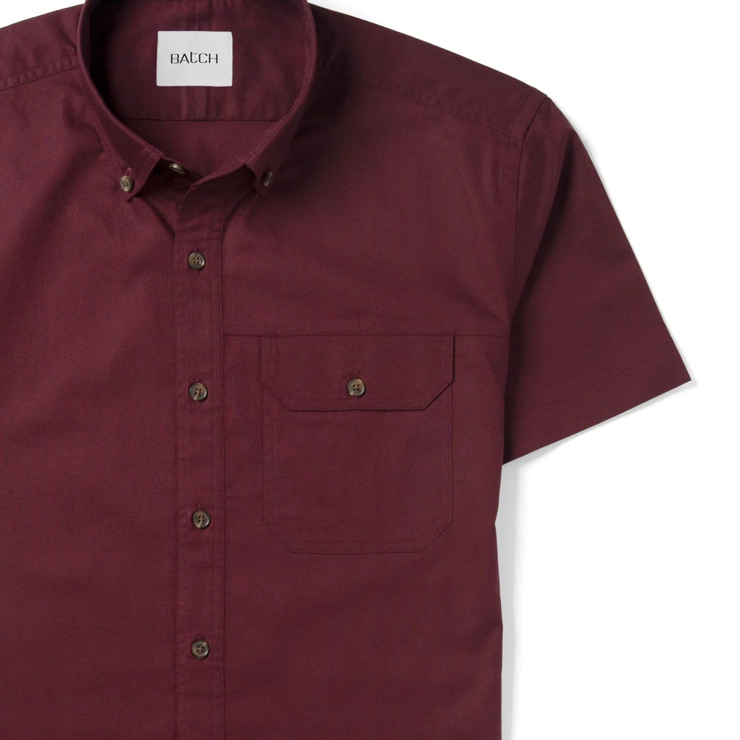 Builder Short Sleeve Casual Shirt – Burgundy Cotton Oxford - Image 3