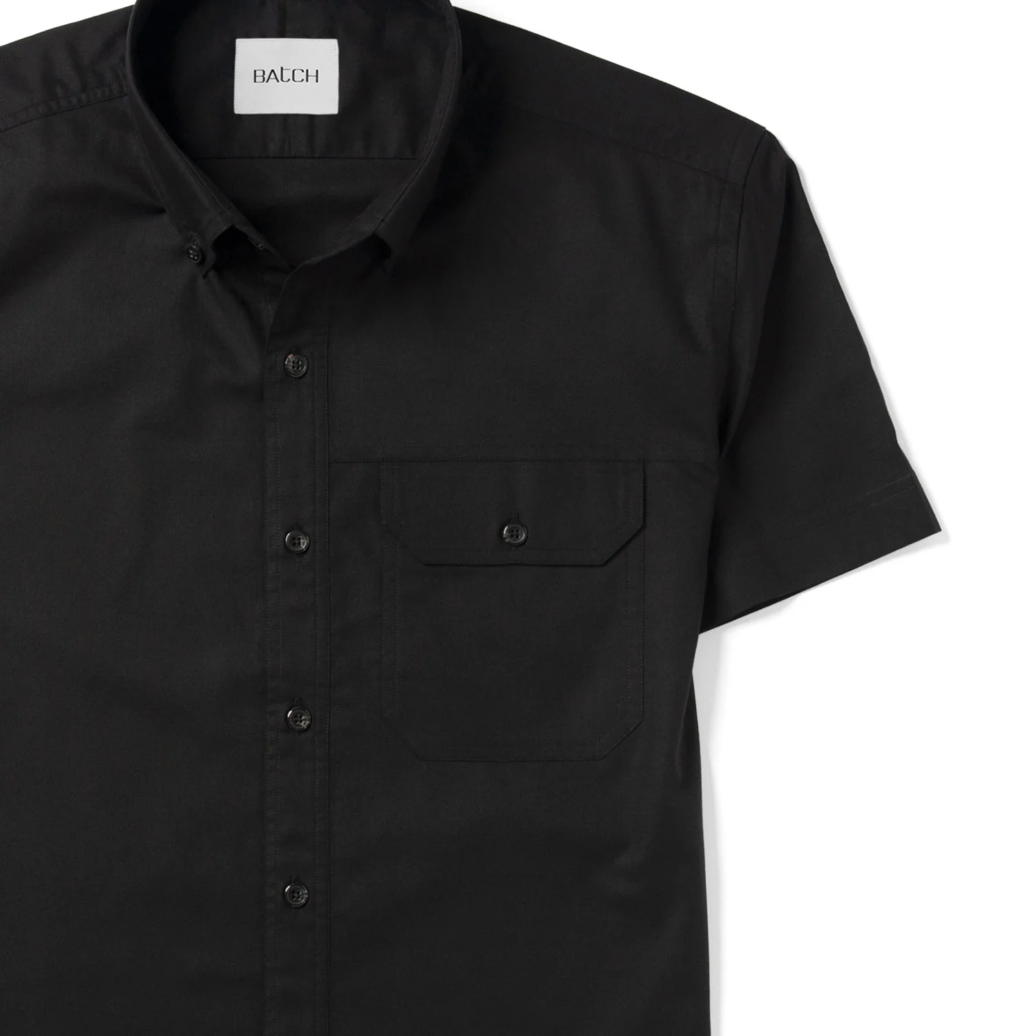Builder Short Sleeve Casual Shirt – Jet Black Cotton Oxford - Image 3