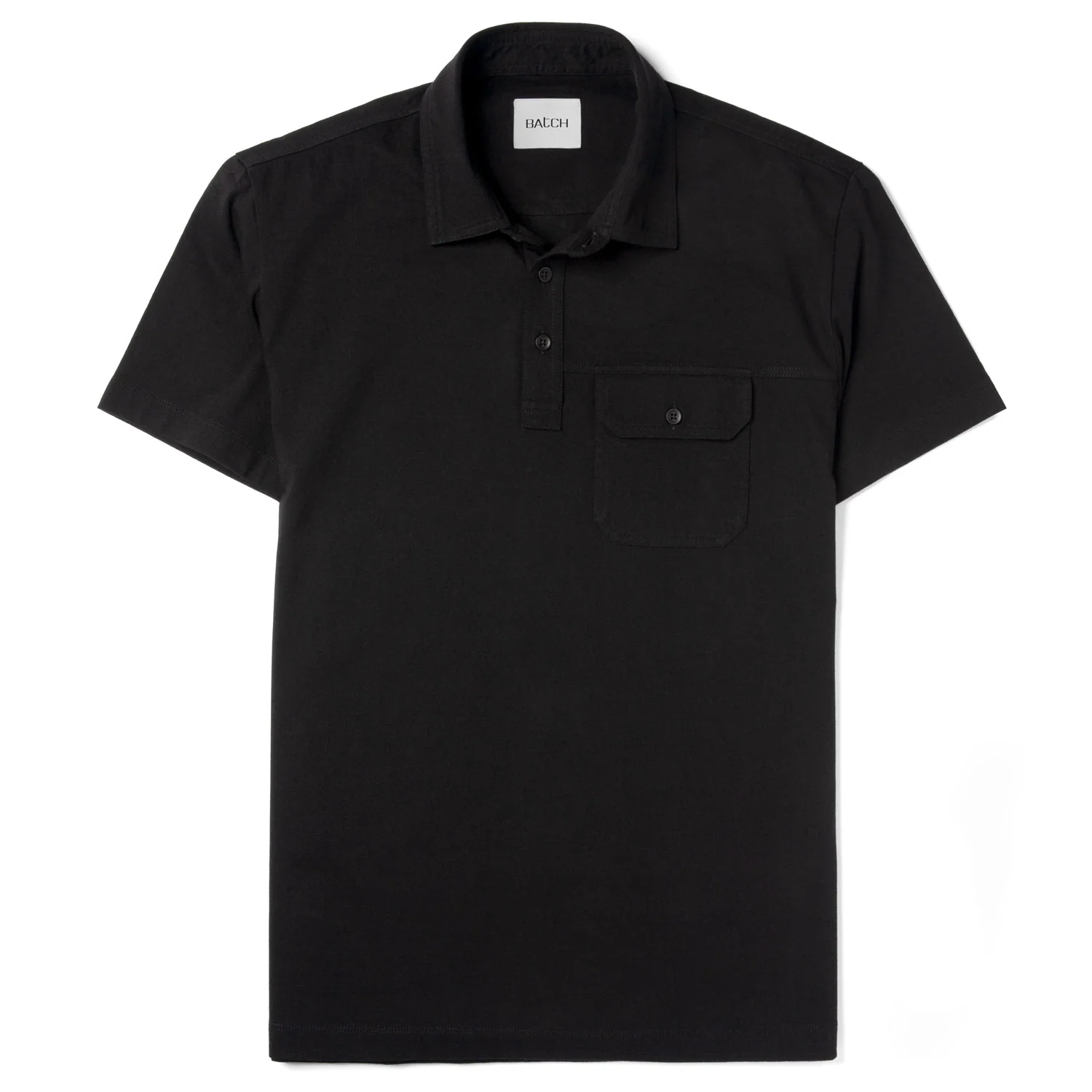 Builder Short Sleeve Polo Shirt – Black Cotton Jersey - Image 2