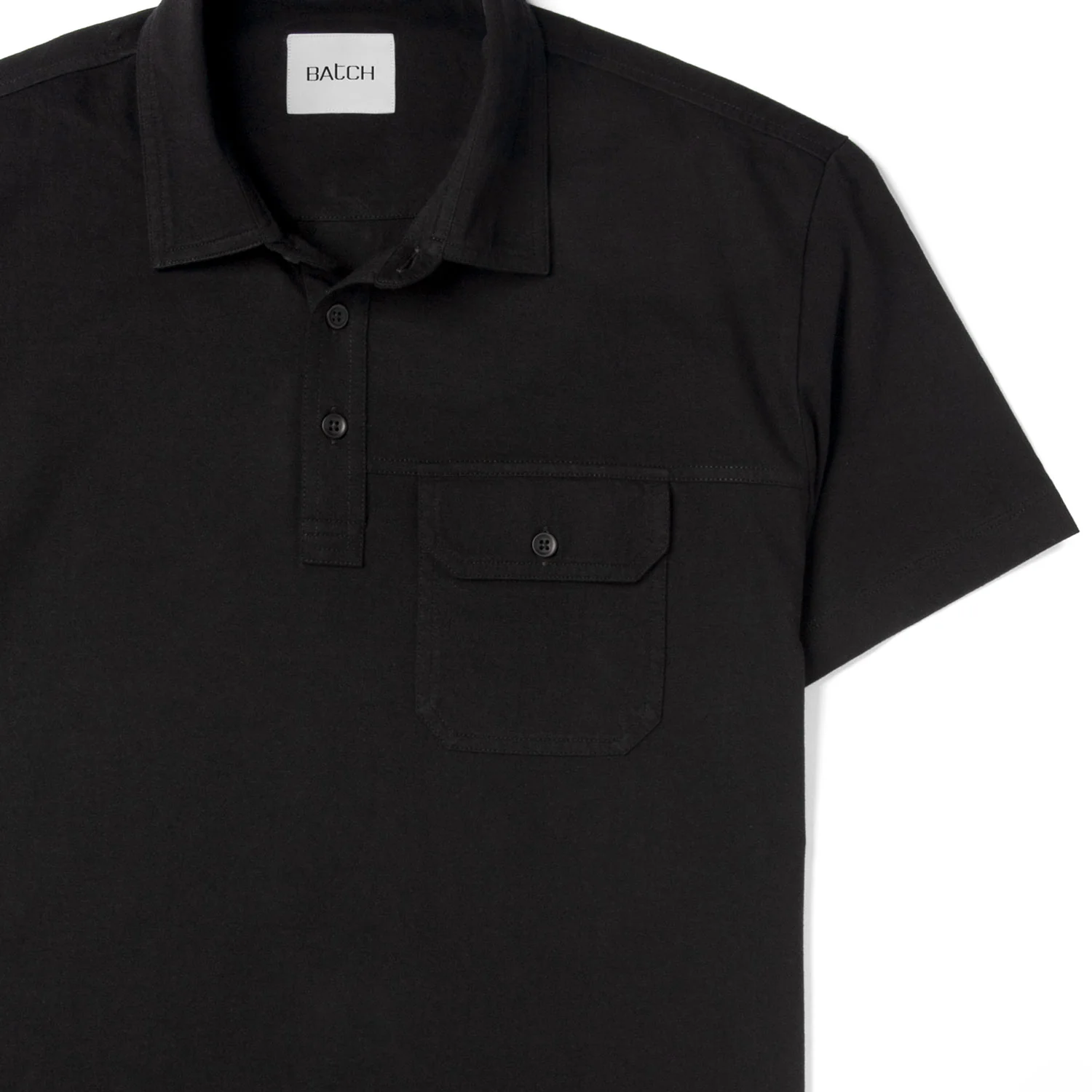 Builder Short Sleeve Polo Shirt – Black Cotton Jersey - Image 3