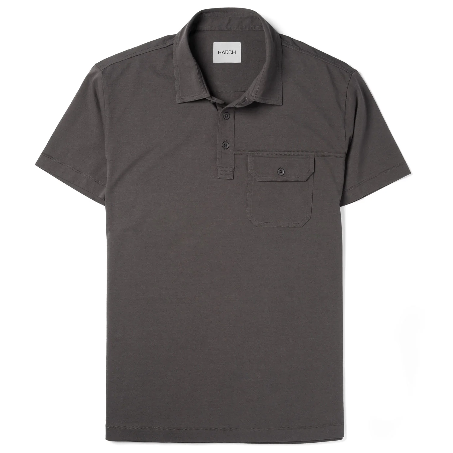 Builder Short Sleeve Polo Shirt –  Slate Gray Cotton Jersey - Image 2