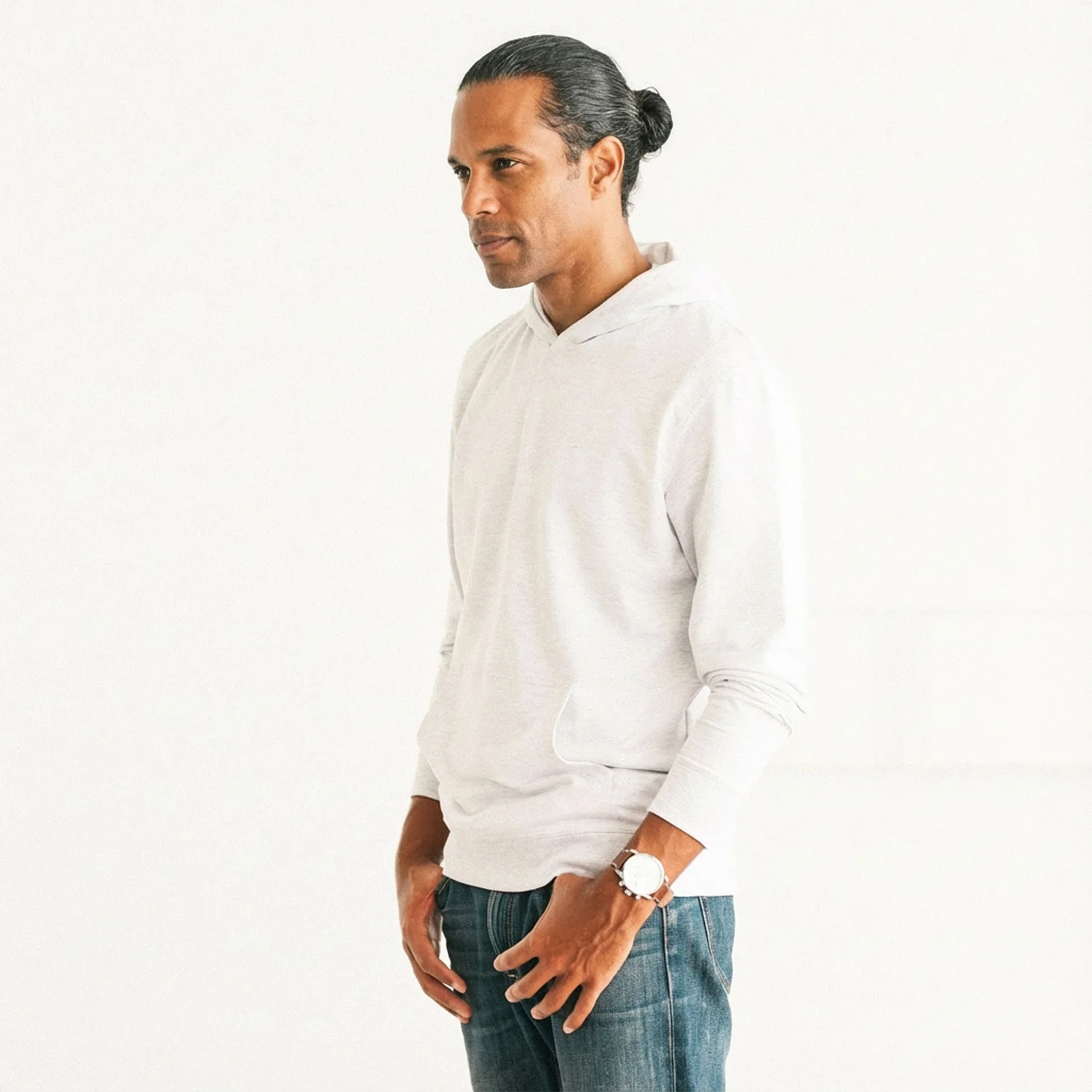 Classic Hoodie –  Cloud Gray Cotton Terry - Image 4