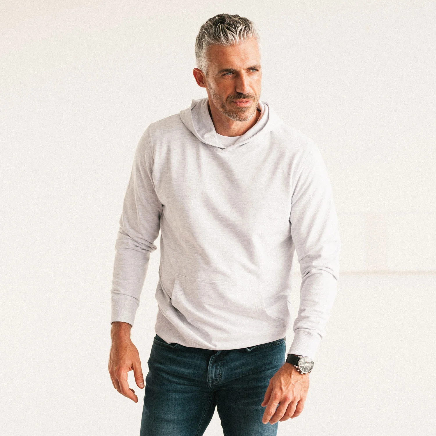 Classic Hoodie –  Cloud Gray Cotton Terry - Image 5