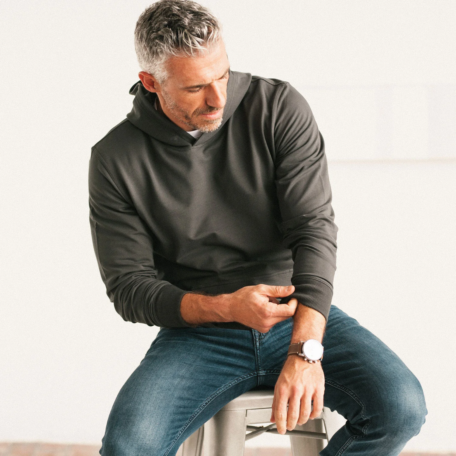 Classic Hoodie –  Slate Gray Cotton Terry - Image 4