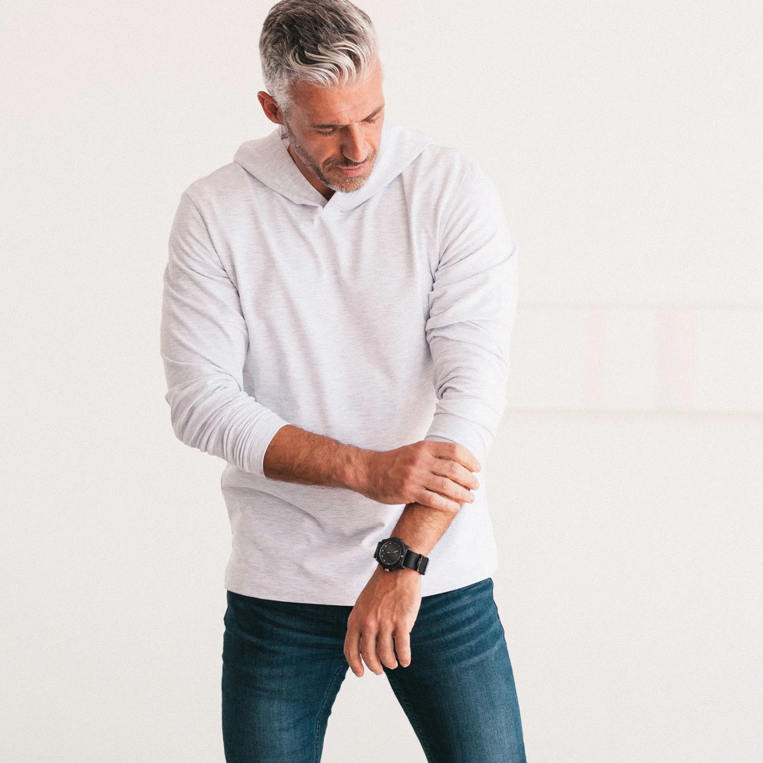 Clean Hoodie – Cloud Gray French Terry - Image 4