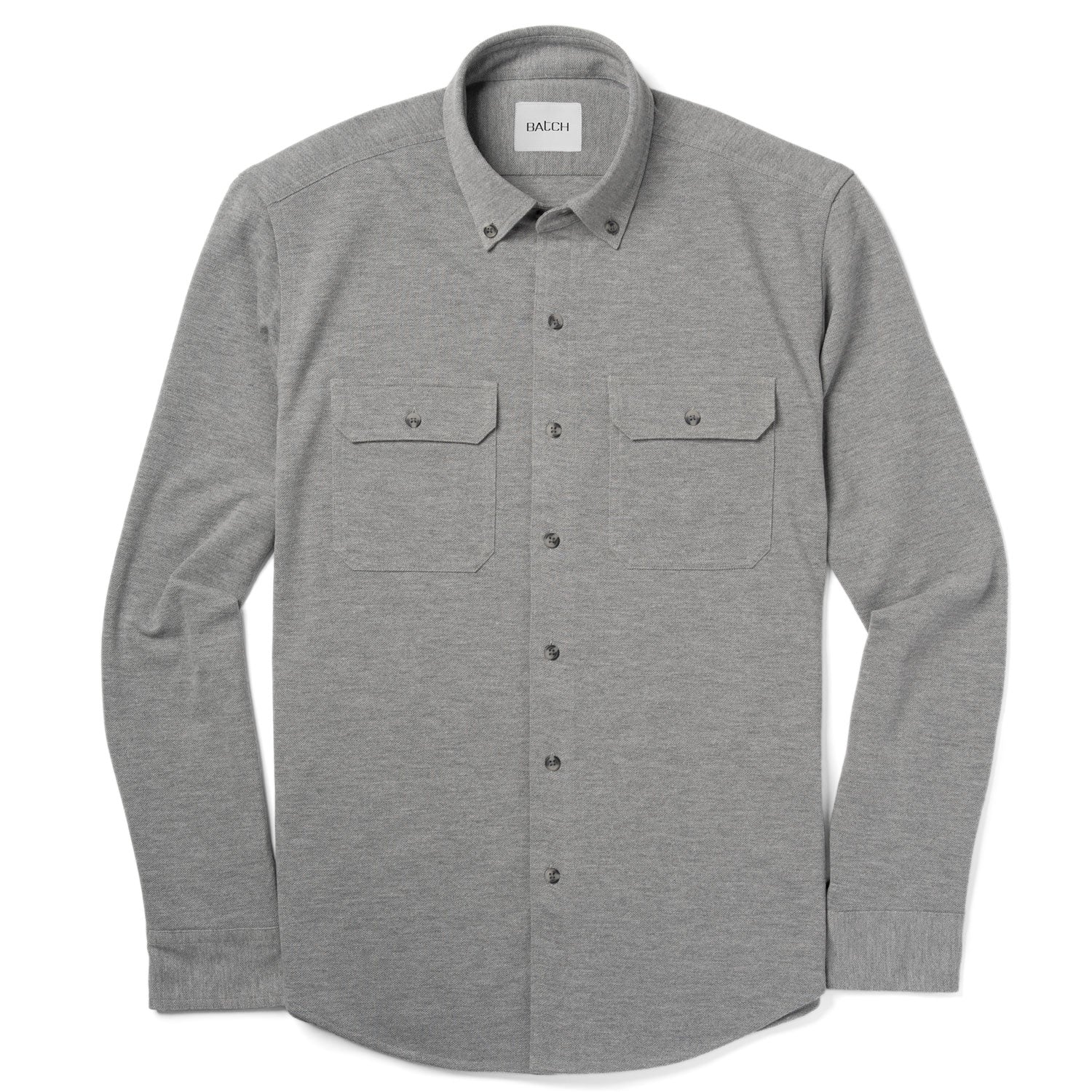 Constructor Knit Utility Shirt – Stone Gray Cotton Poly Pique - Image 2
