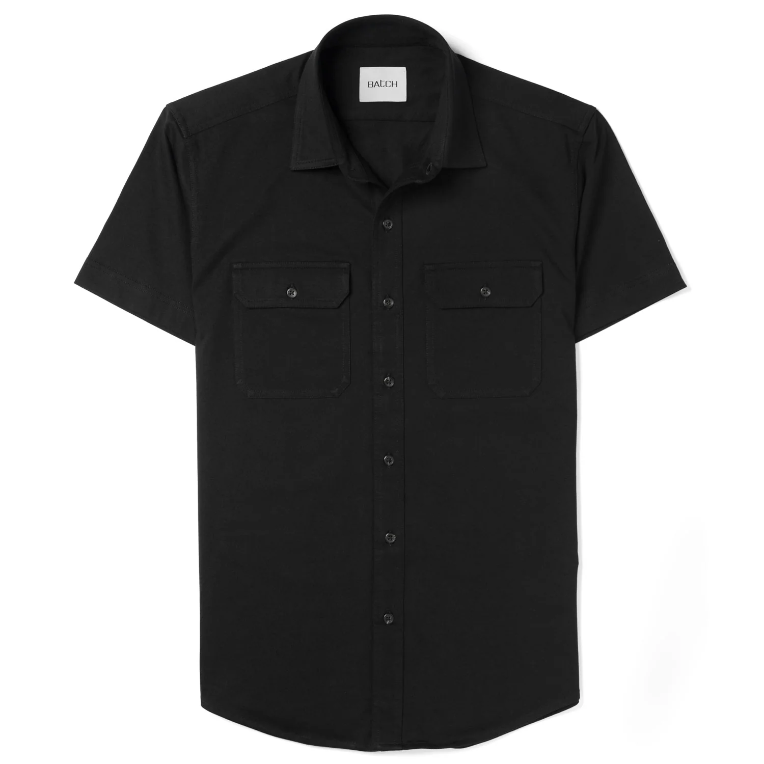 Constructor Knit Utility Short Sleeve Shirt – Black Cotton Jersey - Image 2