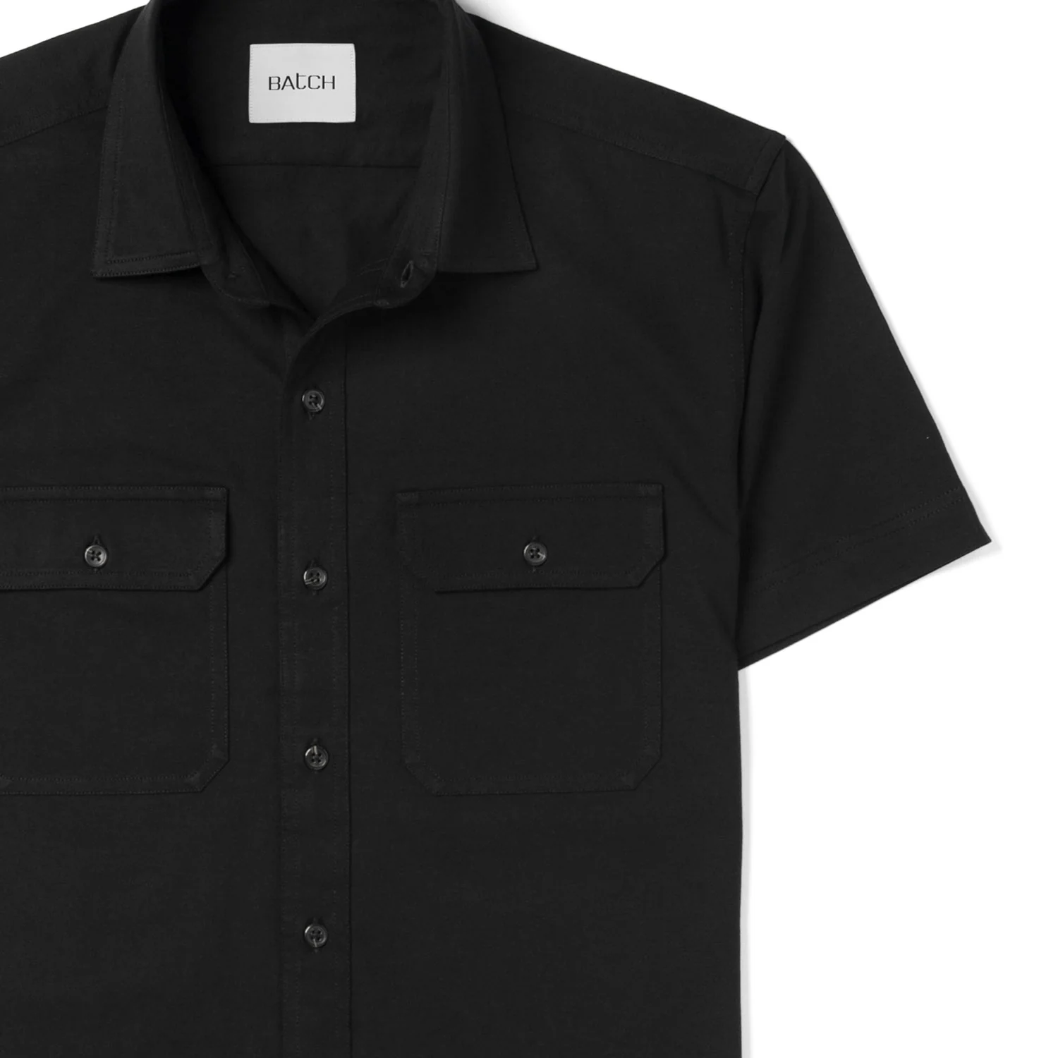 Constructor Knit Utility Short Sleeve Shirt – Black Cotton Jersey - Image 3