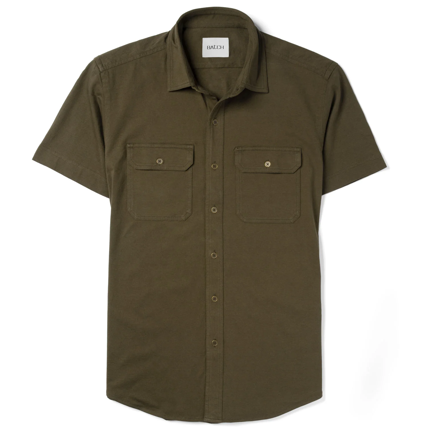 Constructor Knit Utility Short Sleeve Shirt – Fatigue Green Cotton Jersey - Image 2