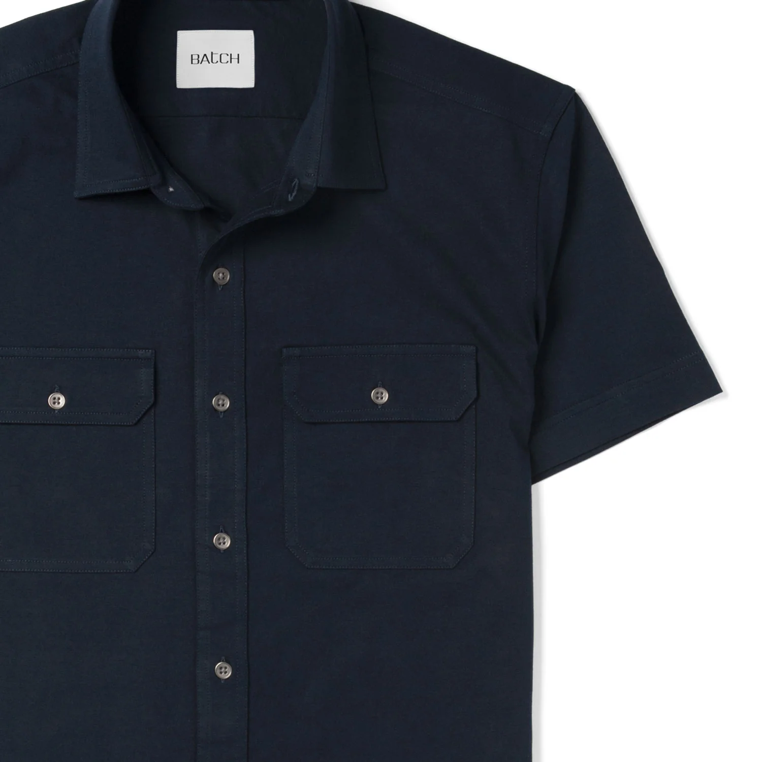 Constructor Knit Utility Short Sleeve Shirt – Navy Cotton Jersey - Image 3