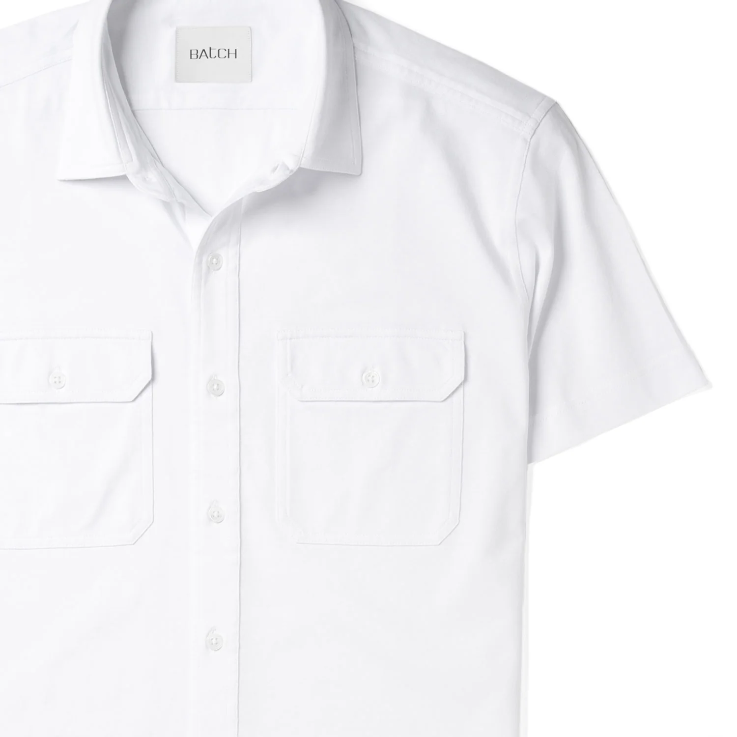 Constructor Knit Utility Short Sleeve Shirt – Pure White Cotton Jersey - Image 3