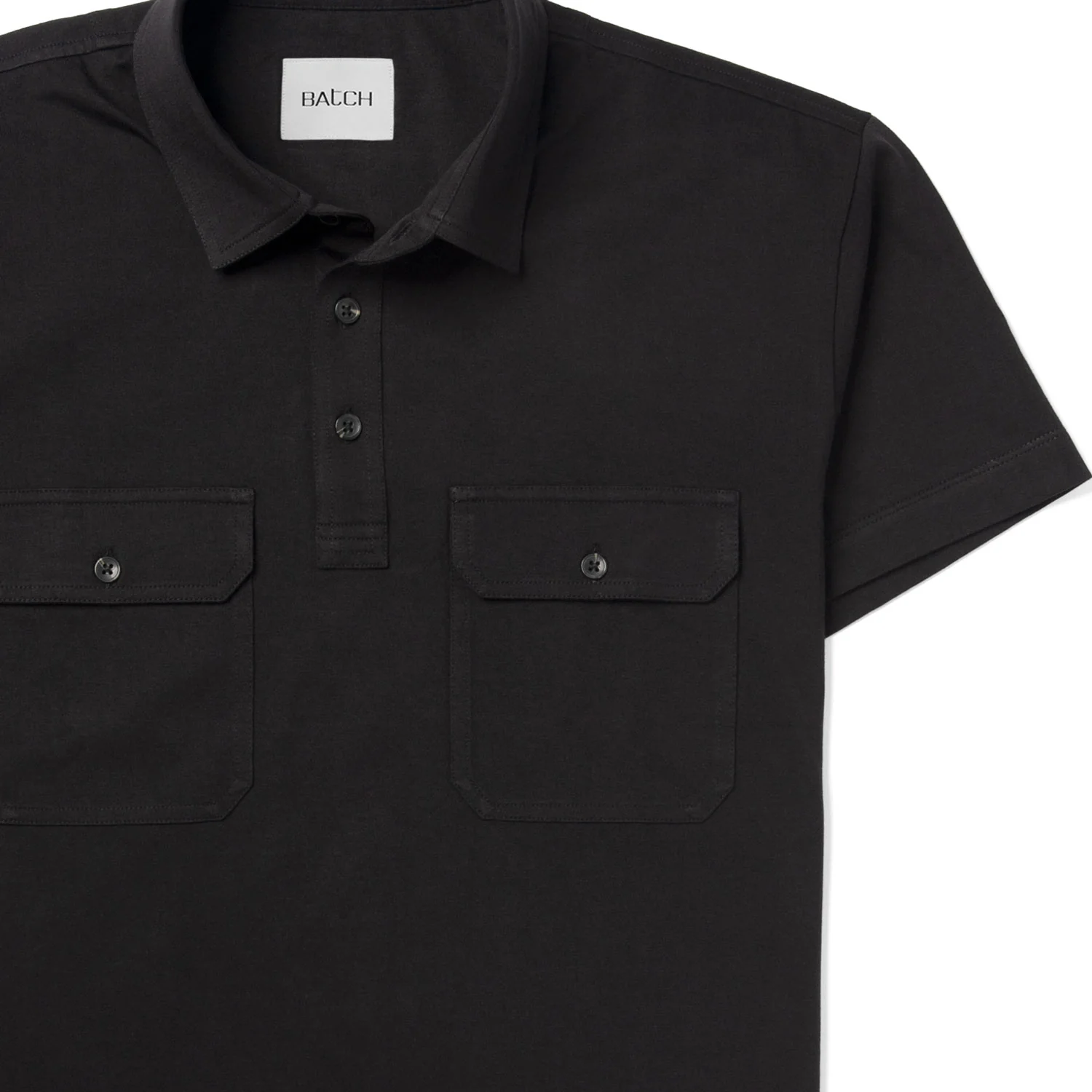 Constructor Short Sleeve Polo Shirt – Black Cotton Jersey - Image 3