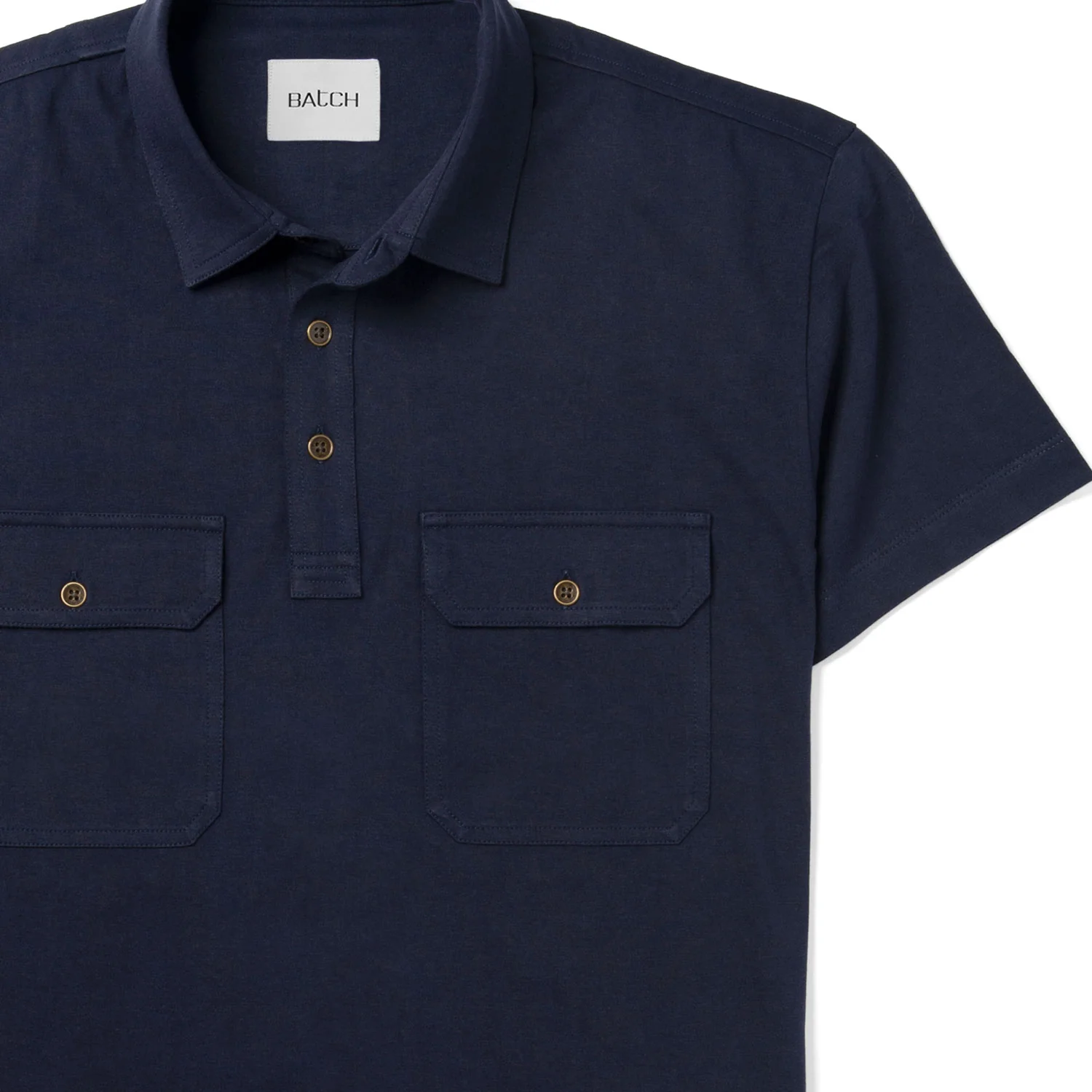 Constructor Short Sleeve Polo Shirt –  Navy Cotton Jersey - Image 3