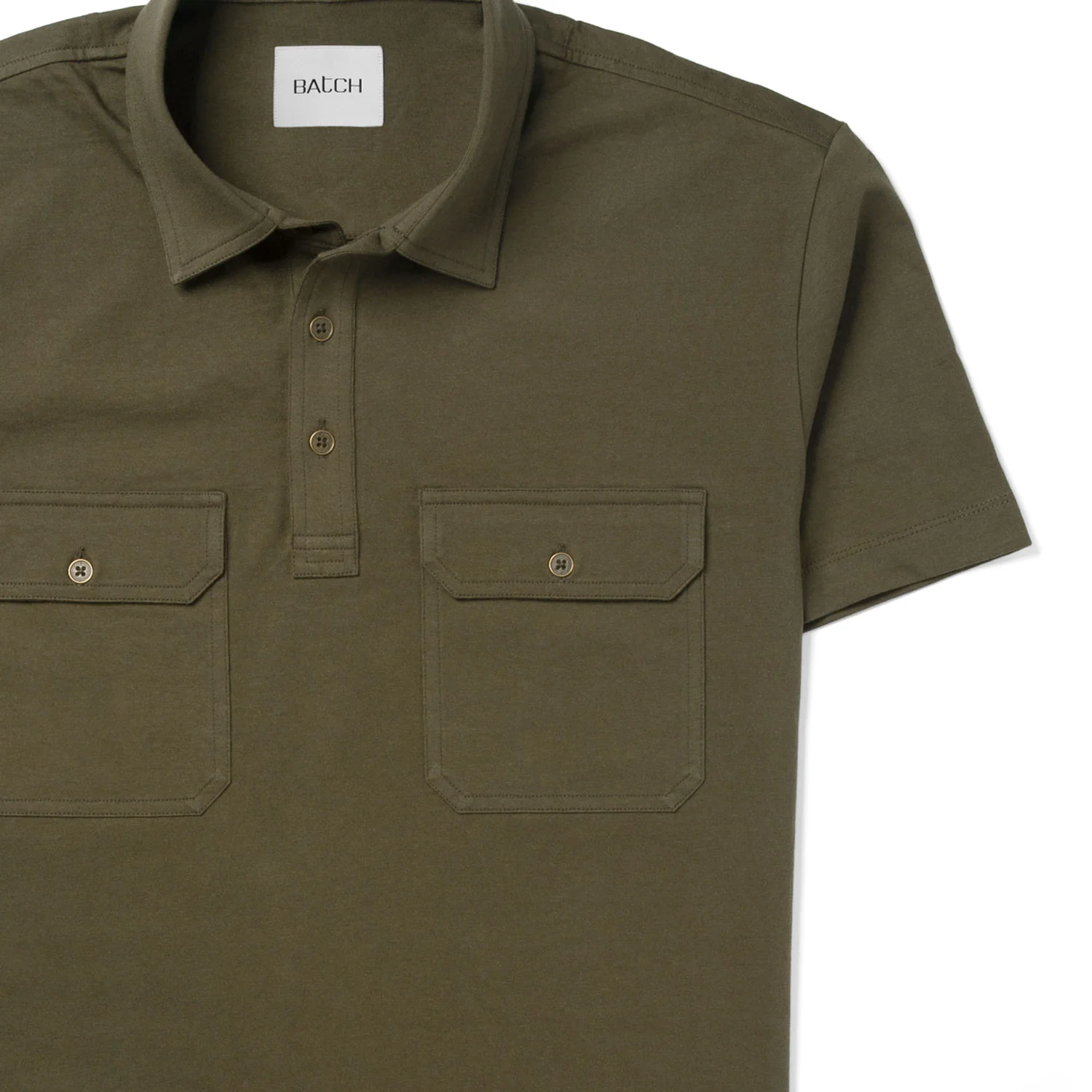 Constructor Short Sleeve Polo Shirt – Olive Green Cotton Jersey - Image 3