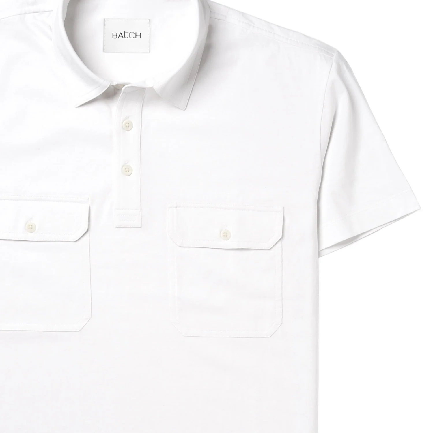 Constructor Short Sleeve Polo Shirt – Pure White Cotton Jersey - Image 3
