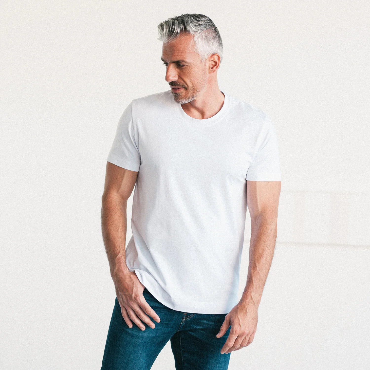 Core T-Shirt – Pure White Cotton Jersey - Image 4