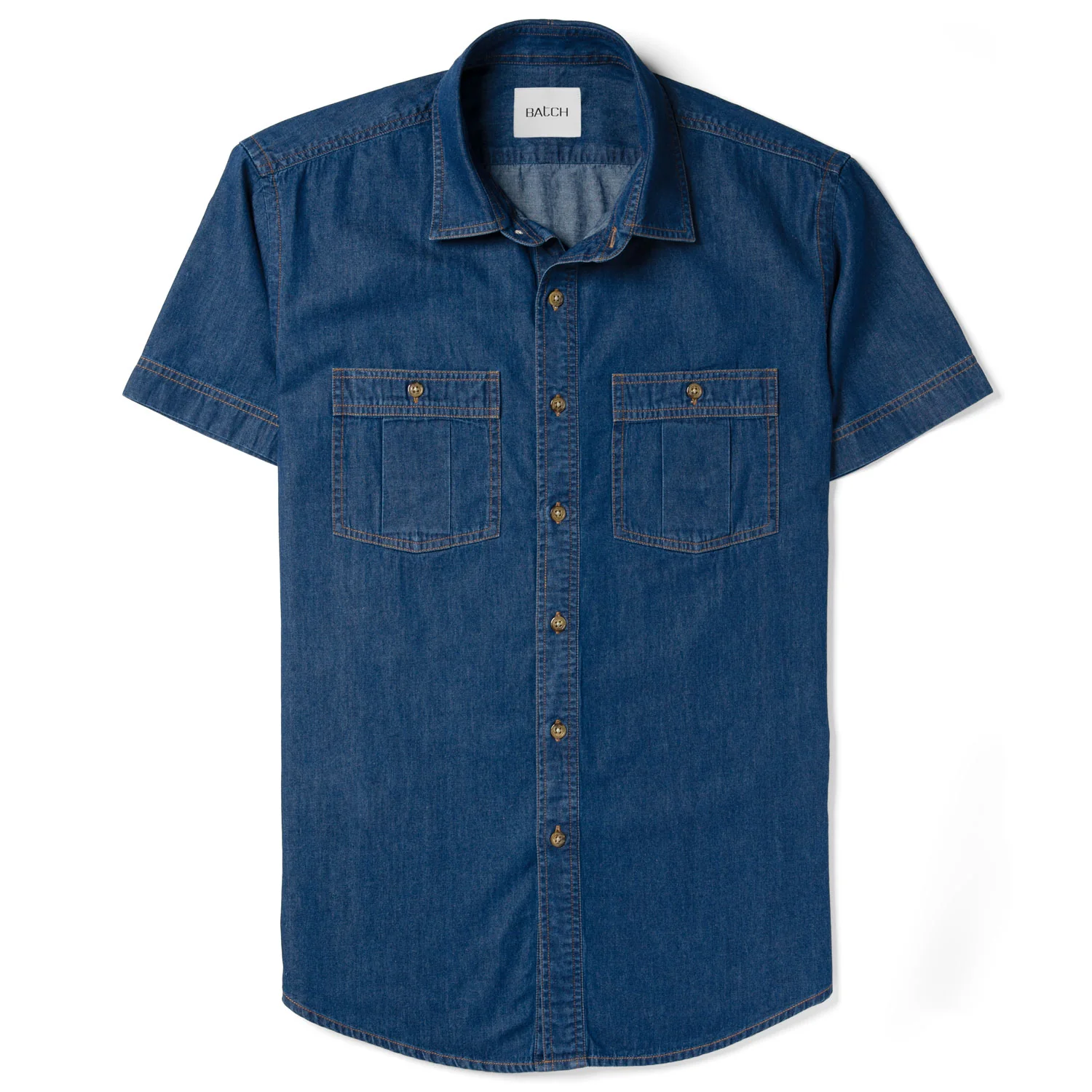 Craftsman Short Sleeve Utility Shirt – Medium Washed Indigo Cotton Denim - Image 2