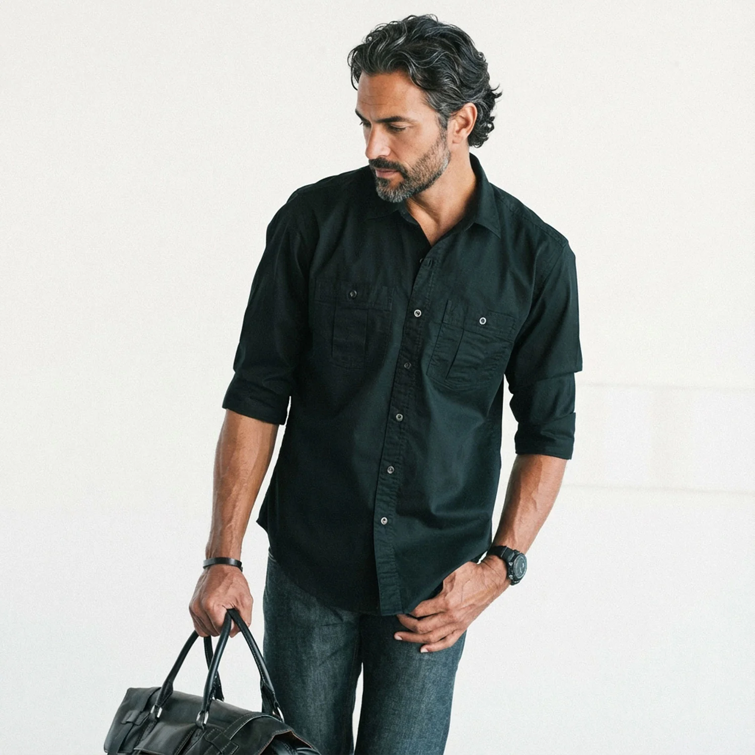 Craftsman Utility Shirt – Black Cotton Twill - Image 5