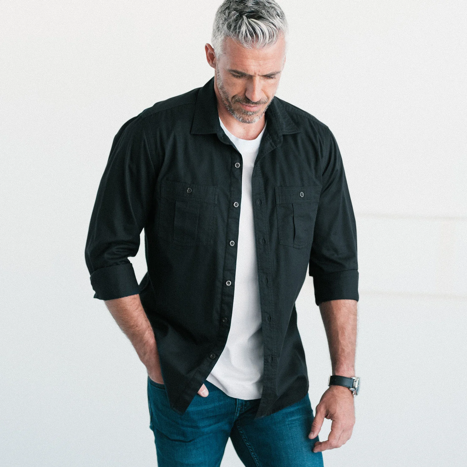 Craftsman Utility Shirt – Black Cotton Twill - Image 6