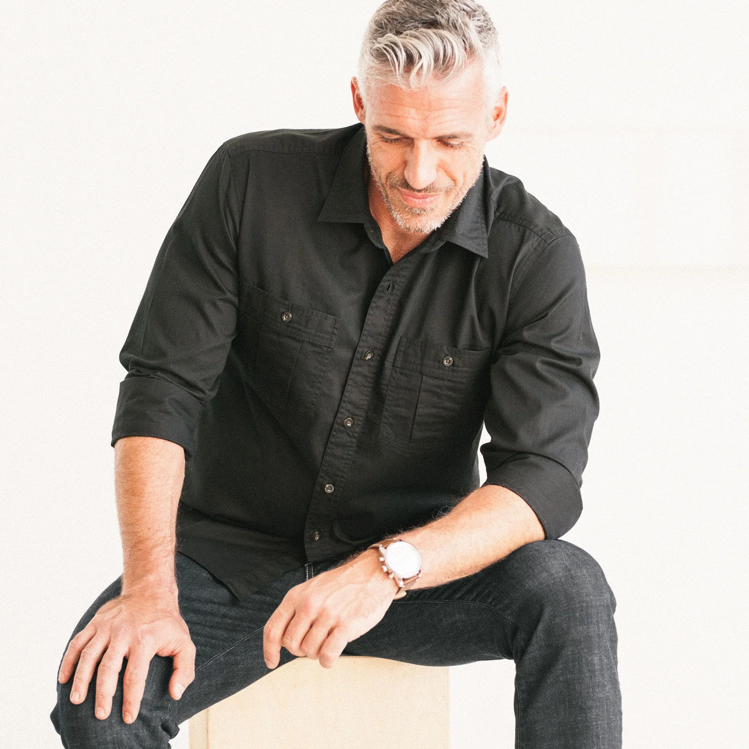 Craftsman Utility Shirt – Black Cotton Twill - Image 8