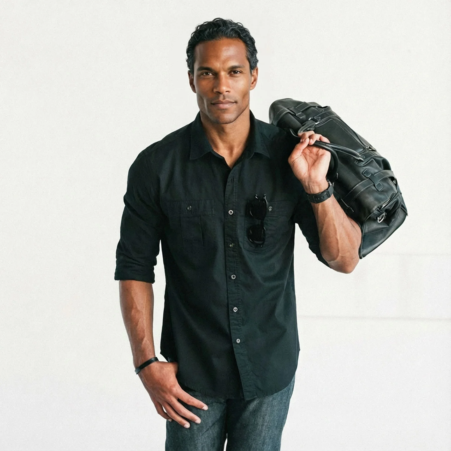 Craftsman Utility Shirt – Black Cotton Twill - Image 9