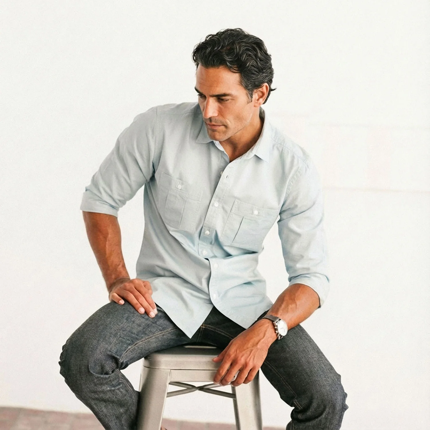 Craftsman Utility Shirt – Pale Blue Cotton Twill