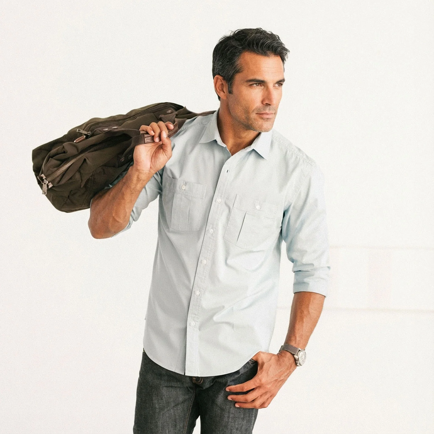 Craftsman Utility Shirt – Pale Blue Cotton Twill - Image 7
