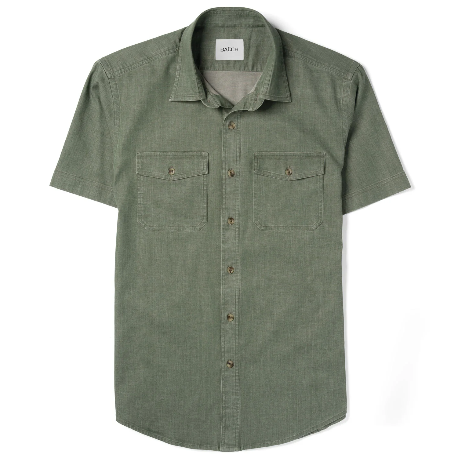 Davis Short Sleeve Utility Shirt – Sage Green Cotton Twill - Image 2