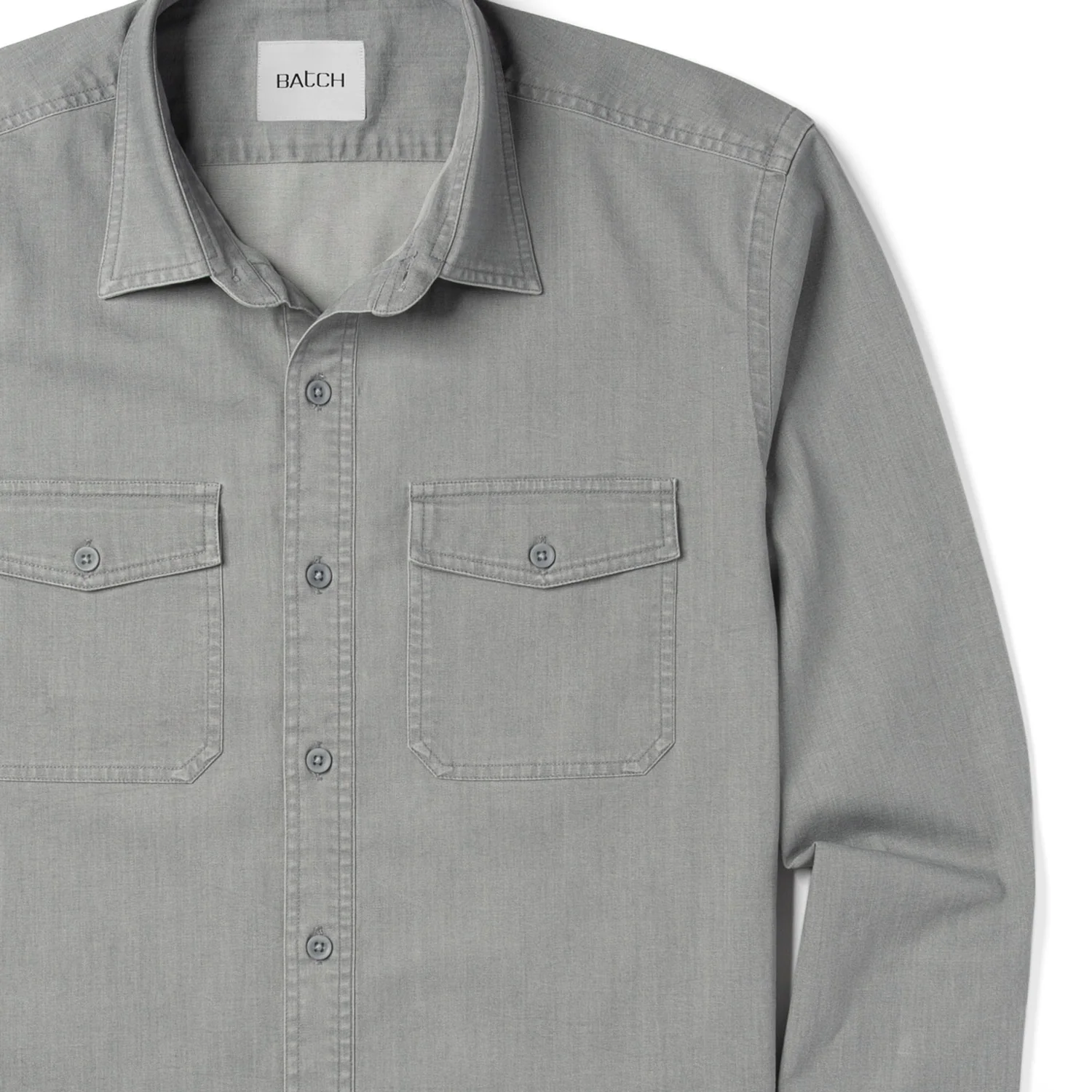 Davis Utility Shirt – Light Gray Cotton Twill - Image 3