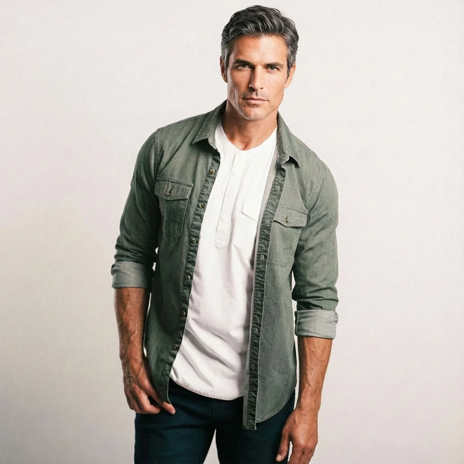 Davis Utility Shirt – Sage Green Cotton Twill - Image 4