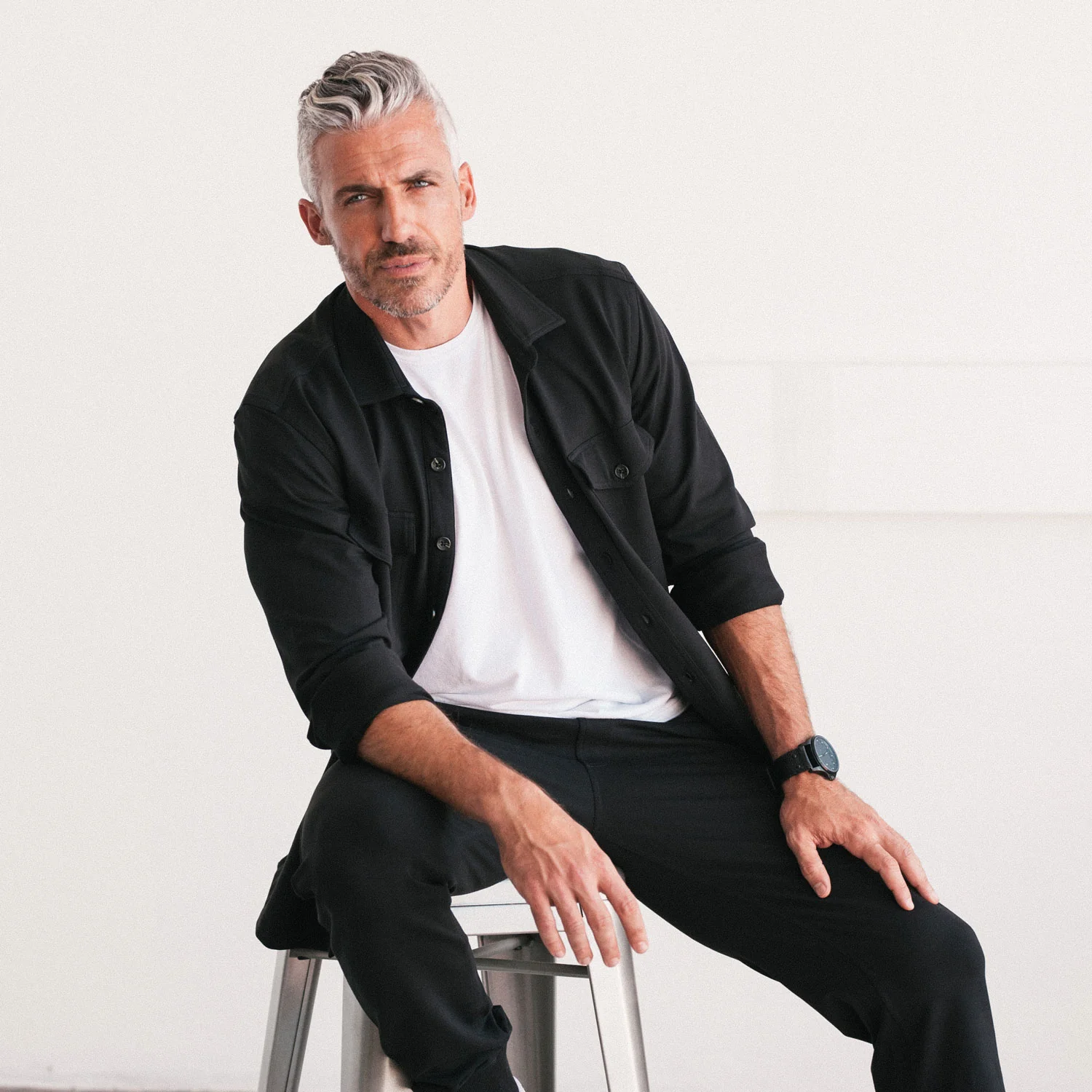 Distiller Overshirt Shirt - Black French Terry - Image 4