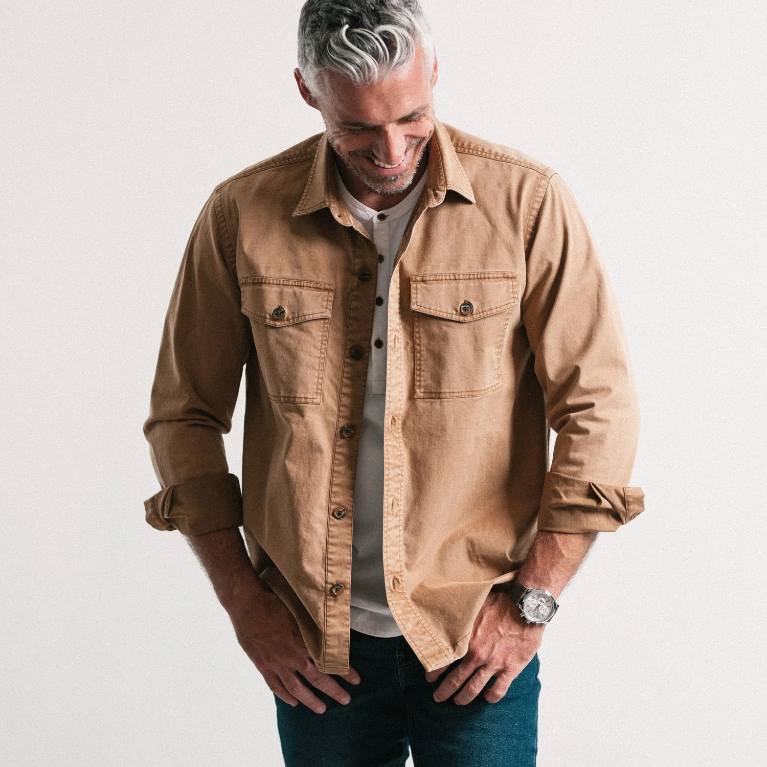 Distiller Shirt Jacket - Khaki Heavy Twill - Image 4
