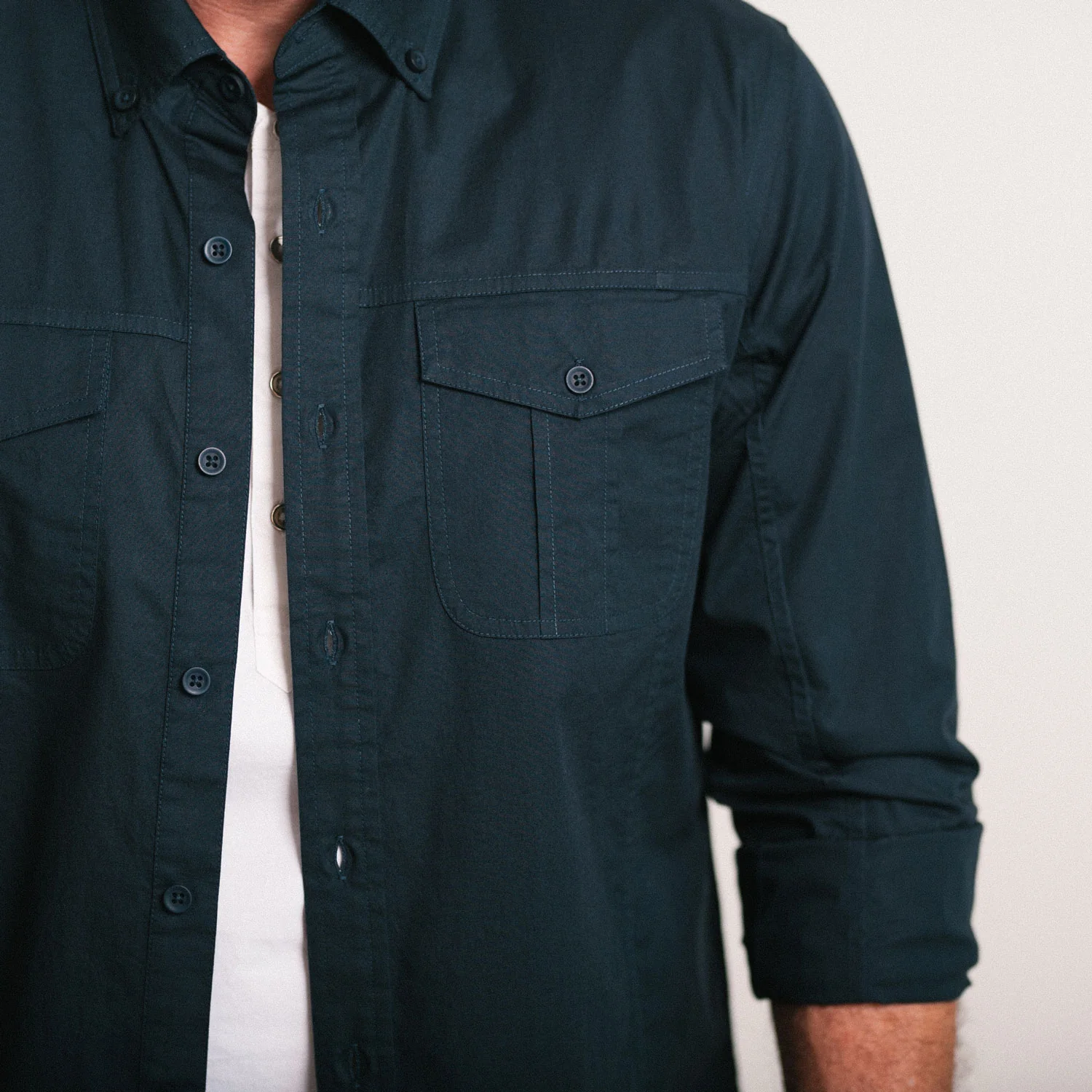 Editor Shirt – Dark Navy Stretch Cotton Poplin - Image 4