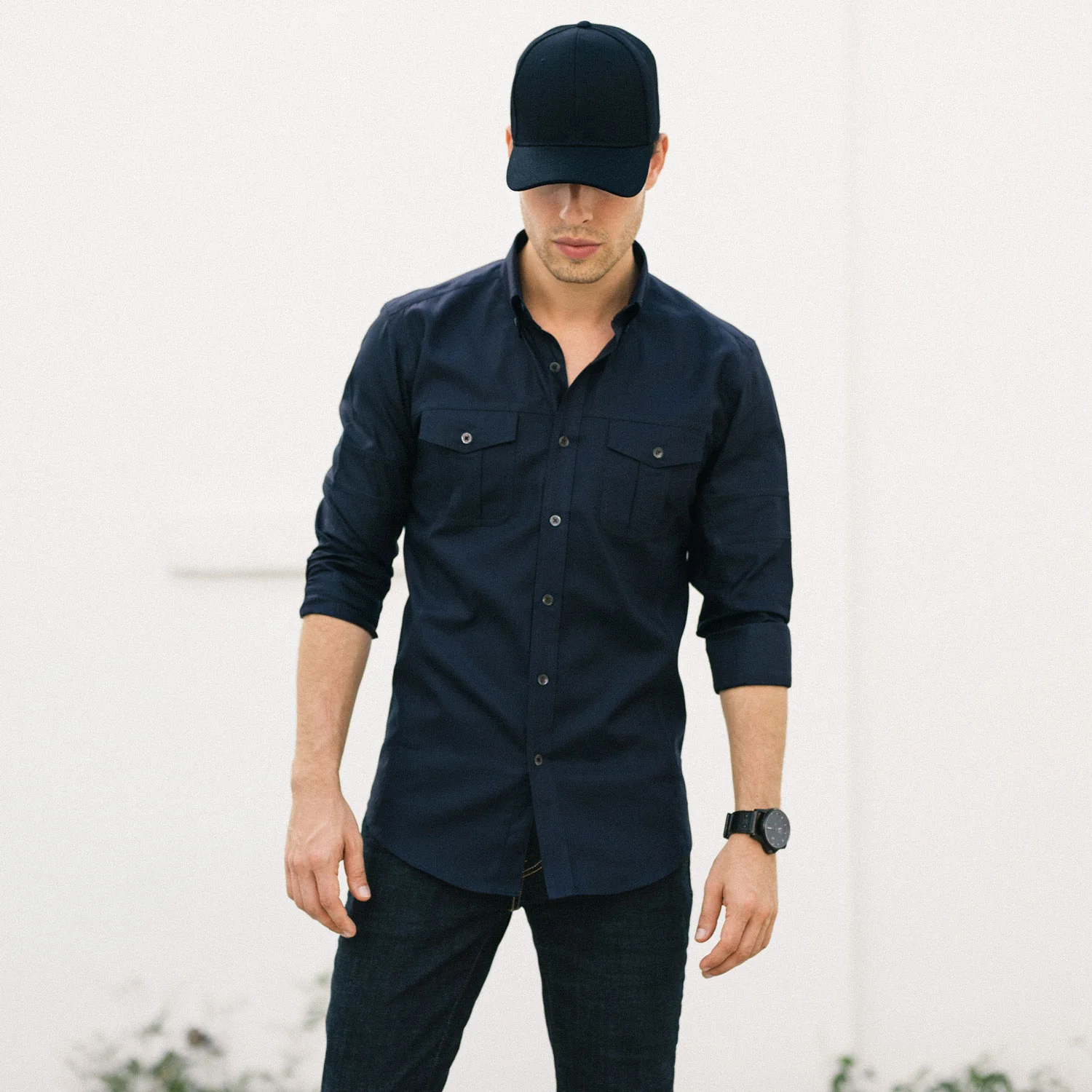Editor Shirt – Dark Navy Stretch Cotton Poplin - Image 9