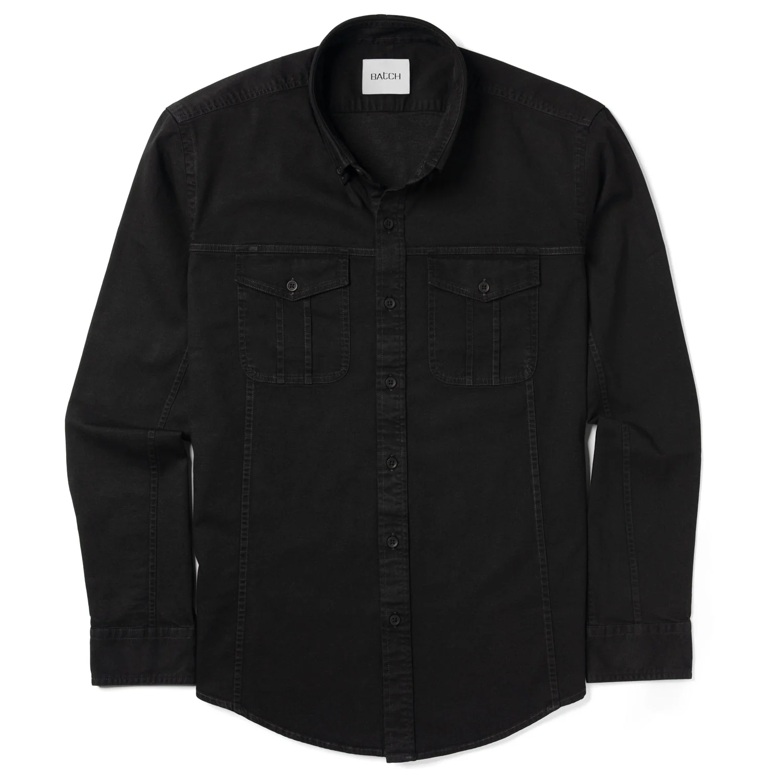 Editor Shirt – Jet Black Stretch Cotton Twill - Image 2