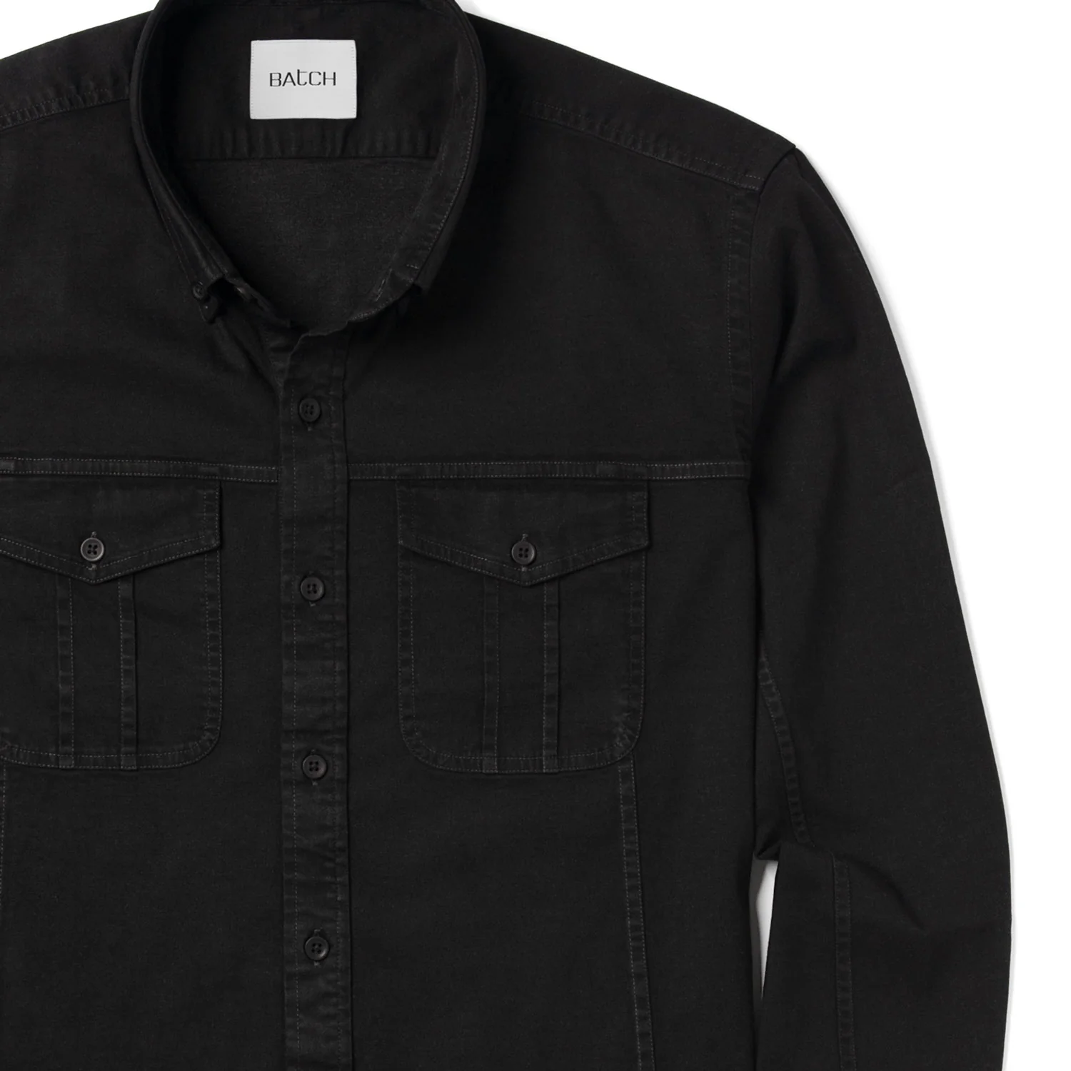 Editor Shirt – Jet Black Stretch Cotton Twill - Image 3
