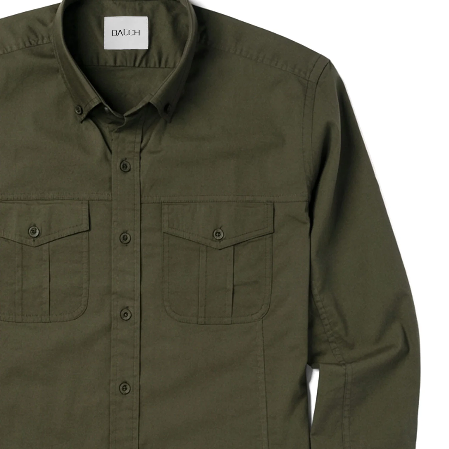 Editor Shirt – Olive Green Stretch Cotton Poplin - Image 3