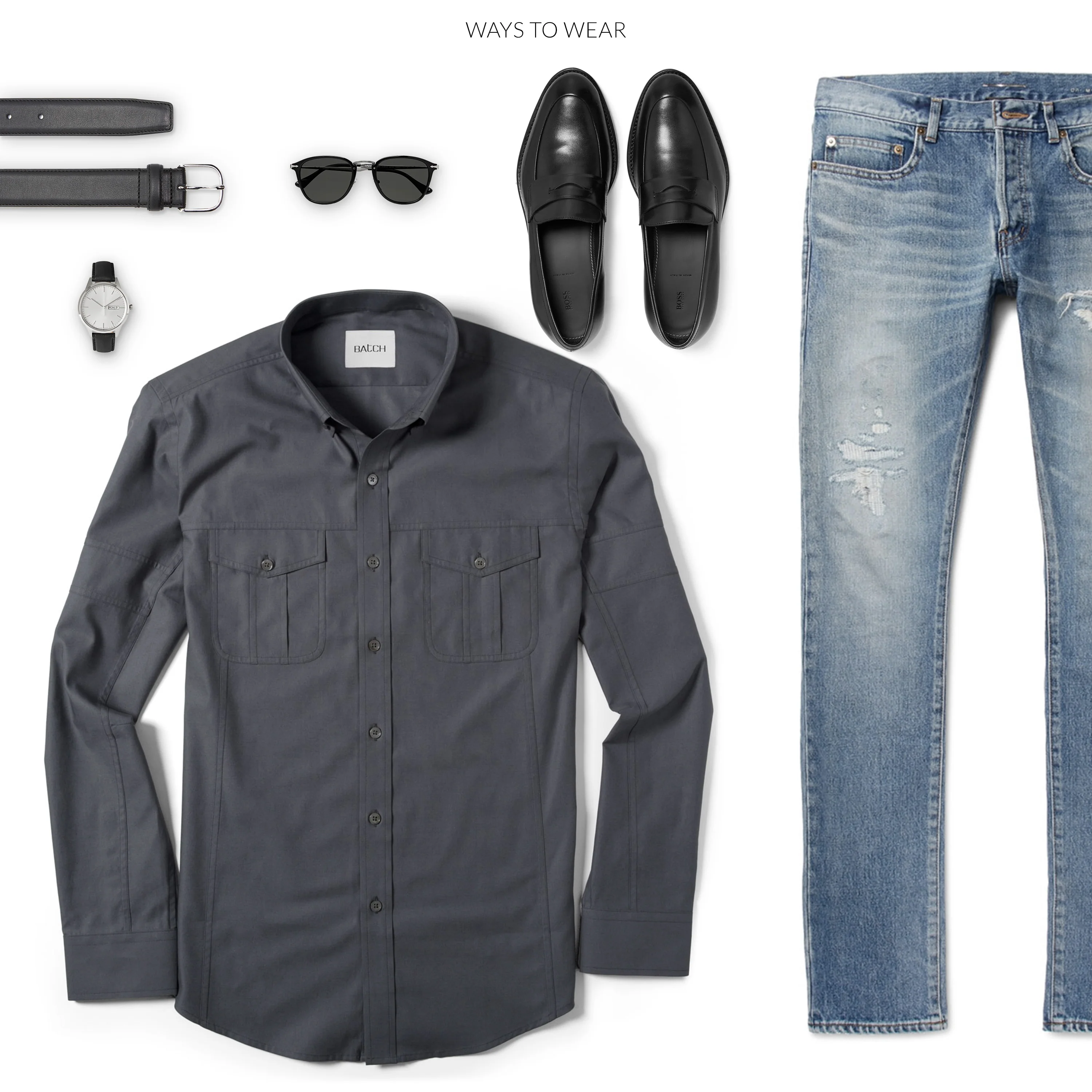 Editor Shirt – Slate Gray Stretch Cotton Poplin - Image 5
