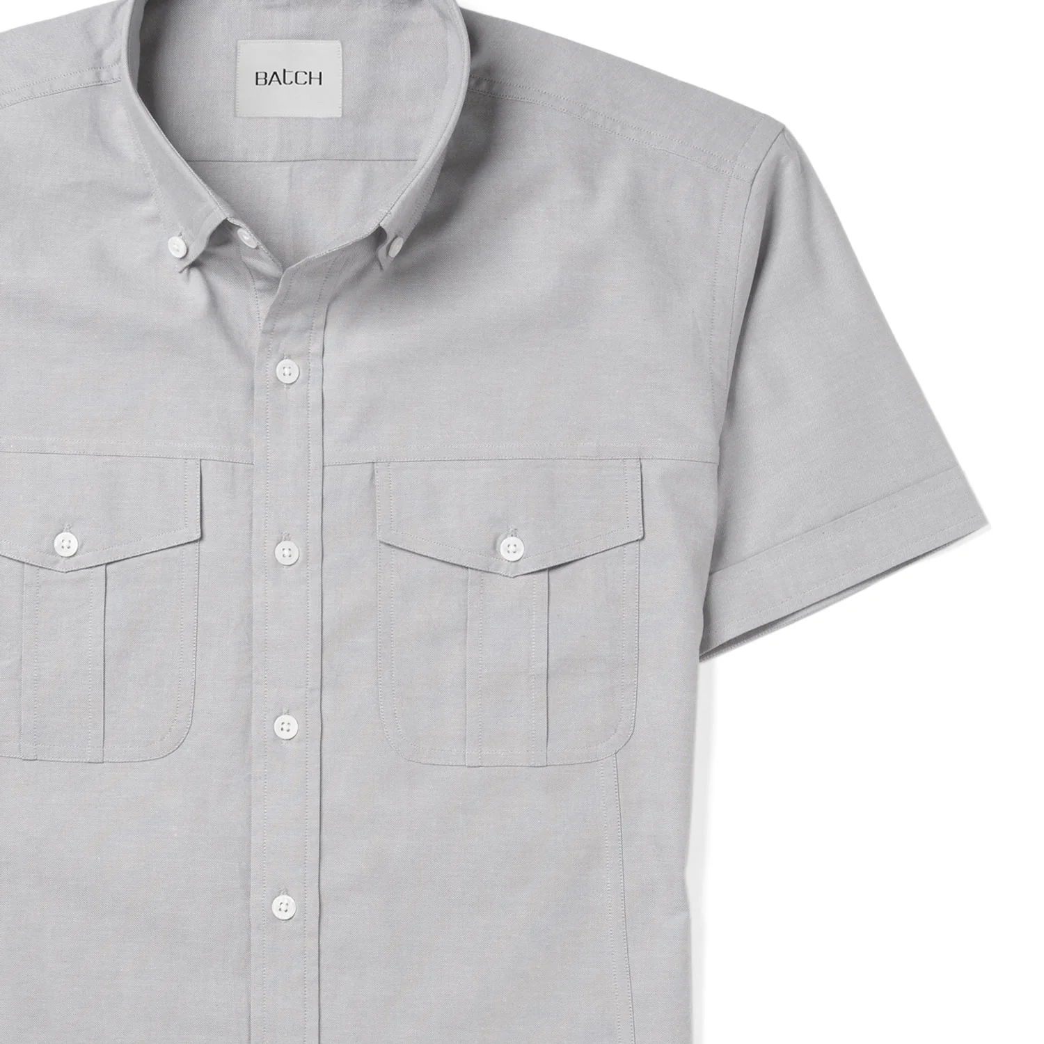 Editor Short Sleeve Utility Shirt – Aluminum Gray Oxford - Image 3