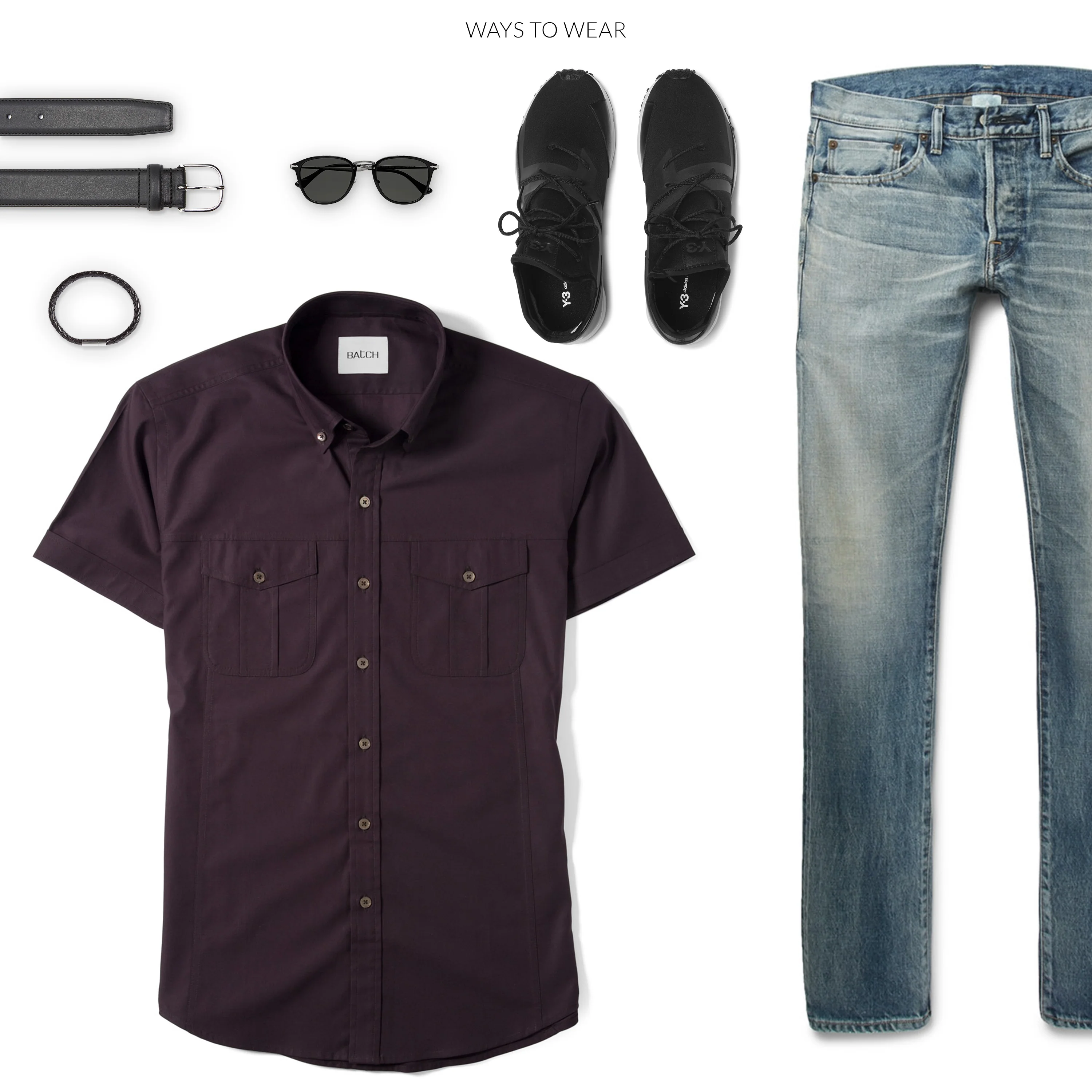 Editor Short Sleeve Utility Shirt – Dark Burgundy Stretch Cotton Poplin - Image 6