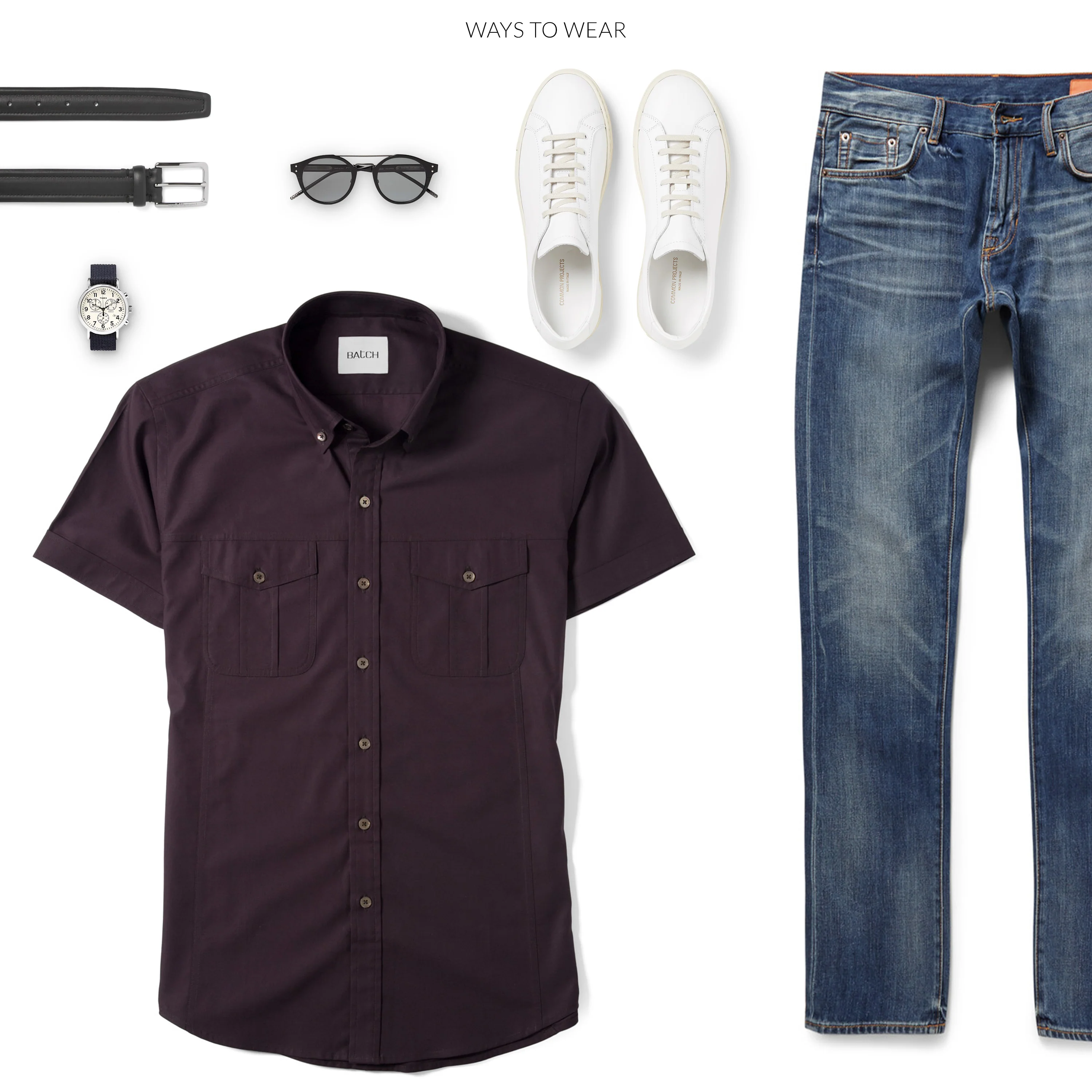 Editor Short Sleeve Utility Shirt – Dark Burgundy Stretch Cotton Poplin - Image 7