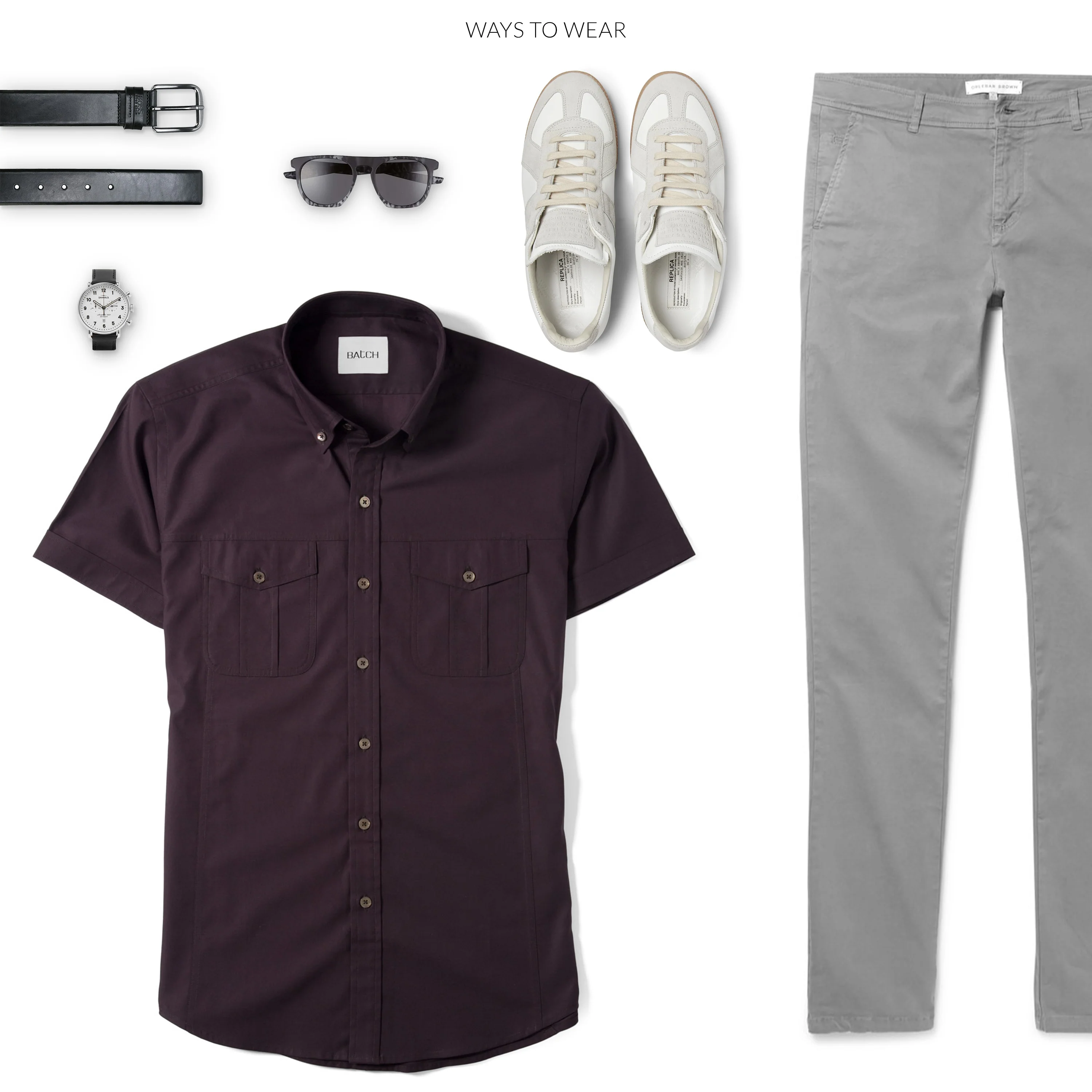 Editor Short Sleeve Utility Shirt – Dark Burgundy Stretch Cotton Poplin - Image 8