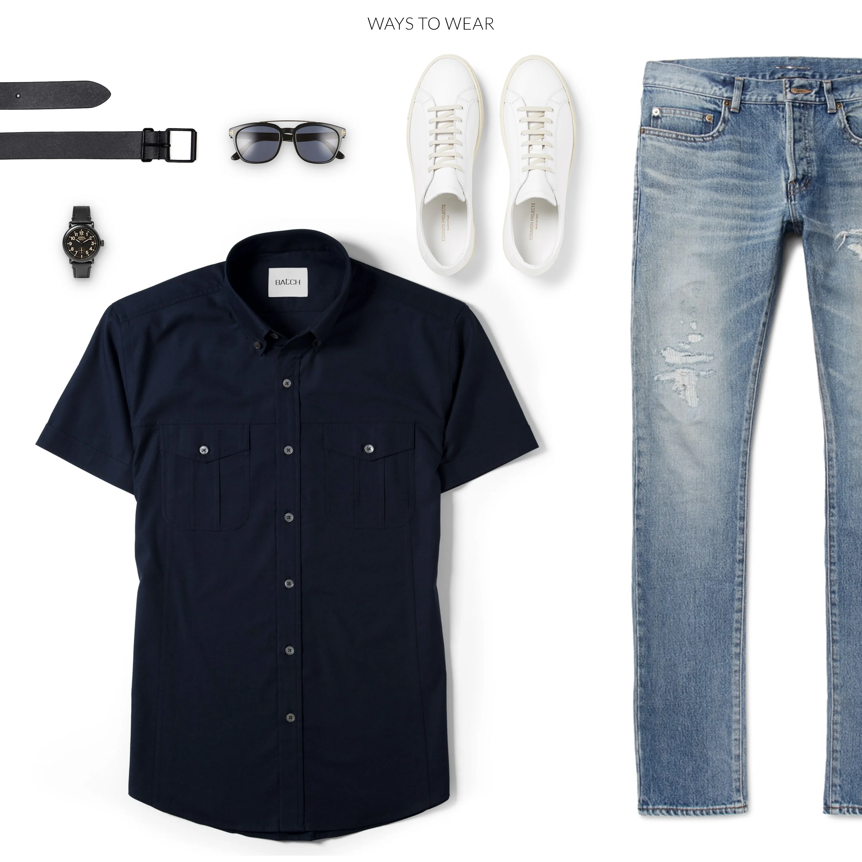 Editor Short Sleeve Utility Shirt – Dark Navy Stretch Cotton Poplin - Image 5